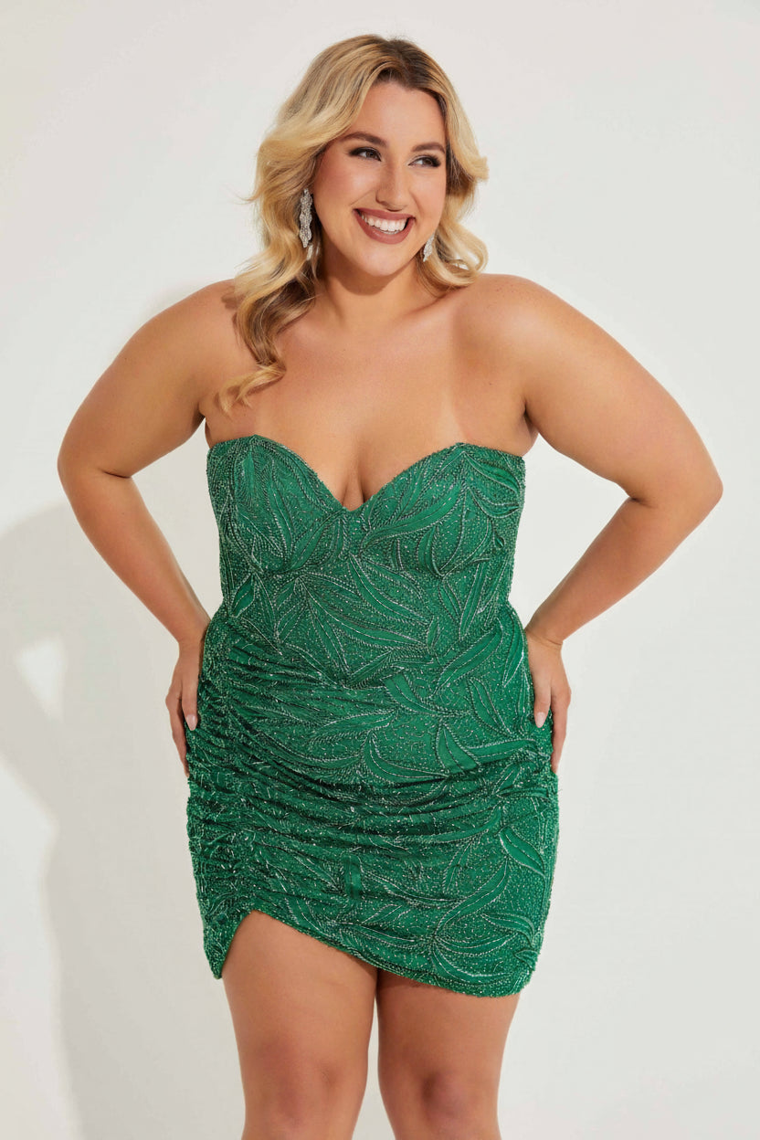 Primavera Couture 14068 Plus Size Short Fitted Cocktail Dress - Black / 14W