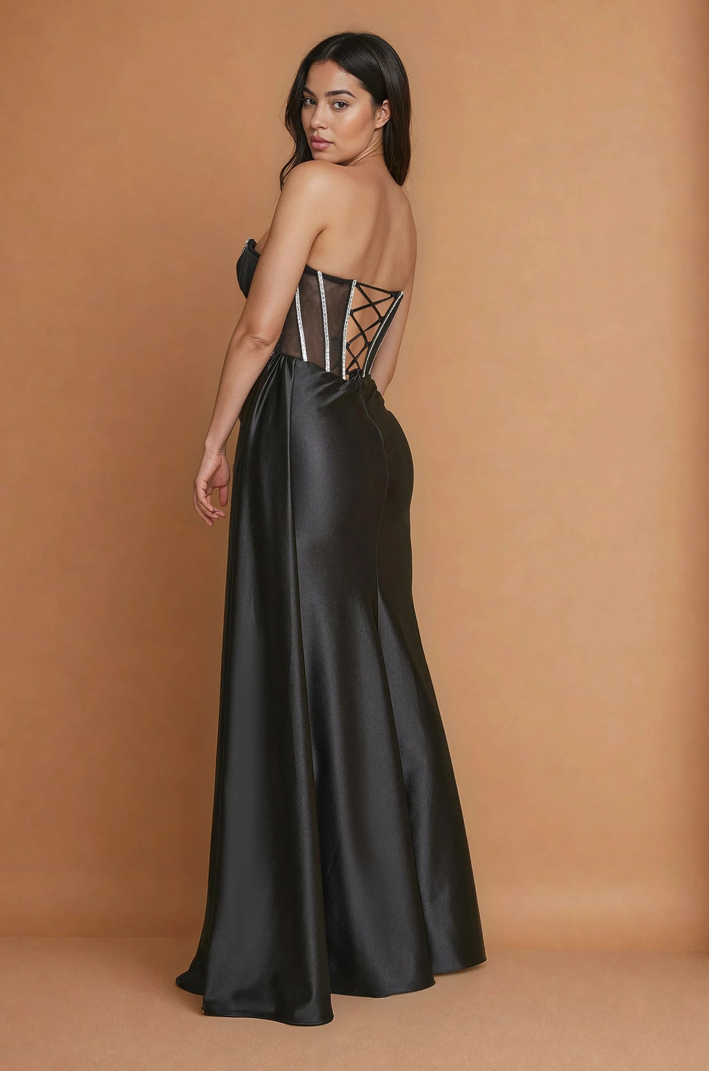 Prom Dresses Black Tie Corset Formal Prom Dress Black