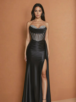 Black Tie Corset Formal Prom Dress