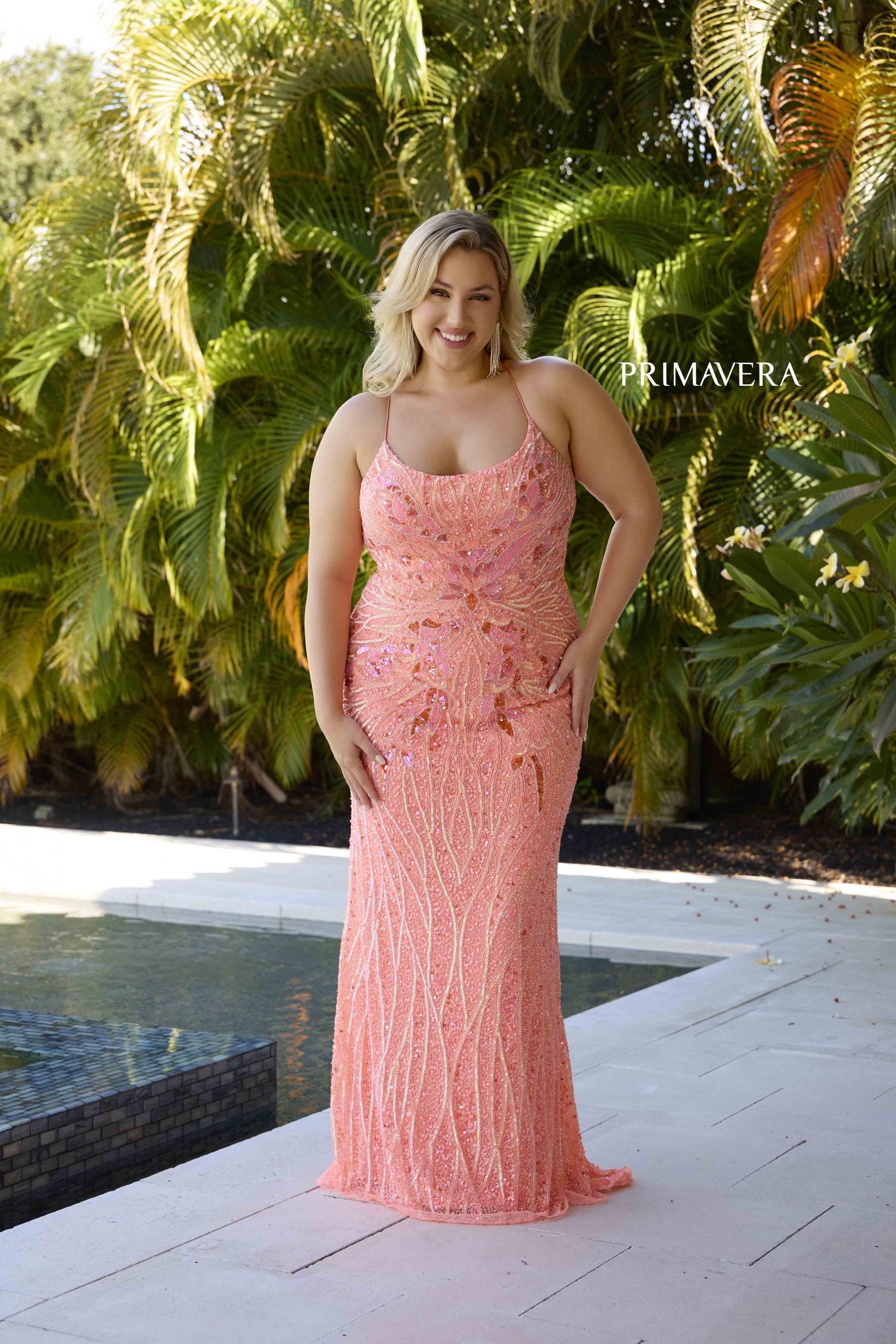 Primavera Couture 14072 Long Plus Size Formal Sequin Prom Gown
