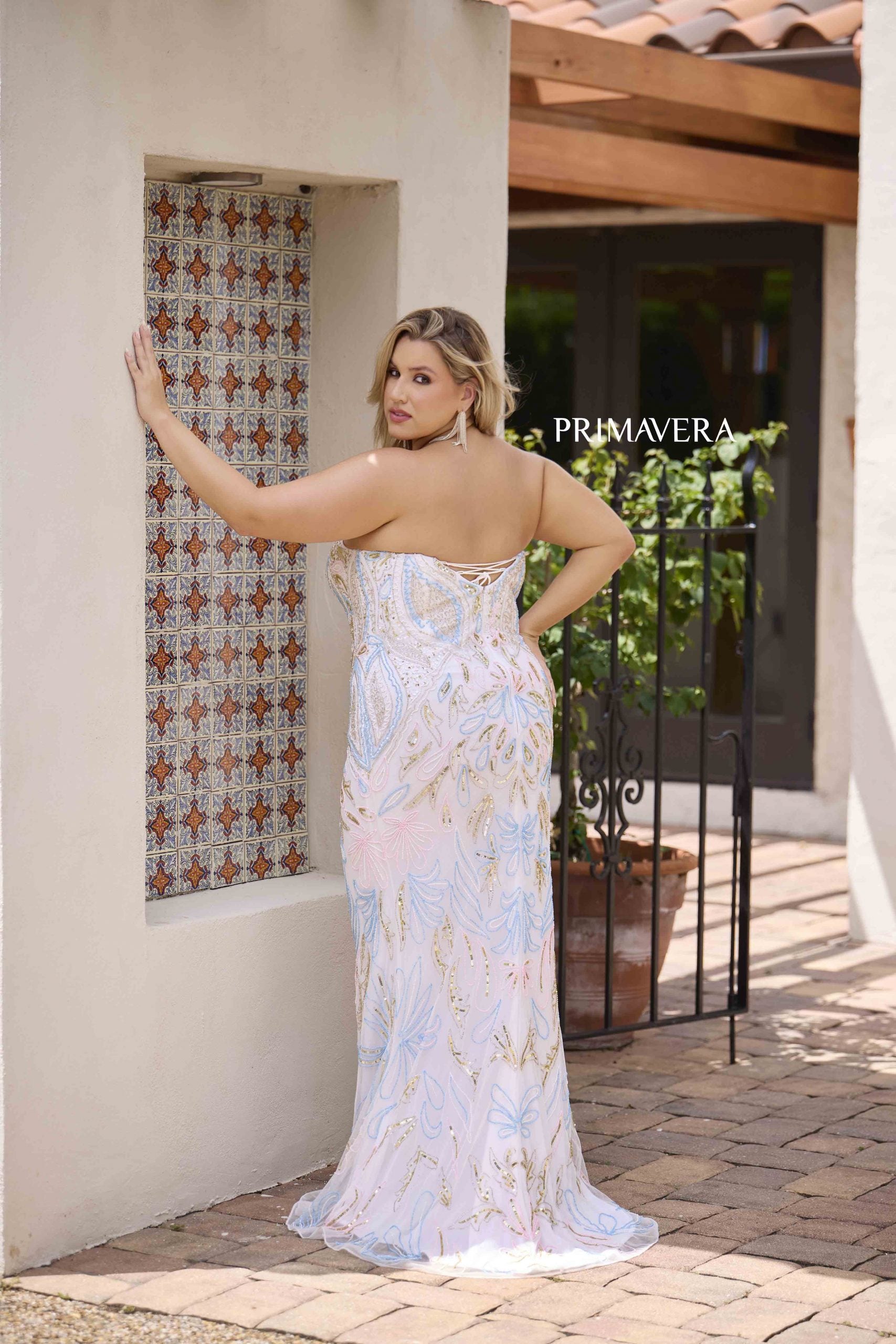 Primavera Couture 14081 Long Formal Plus Size Fitted Porm Dress