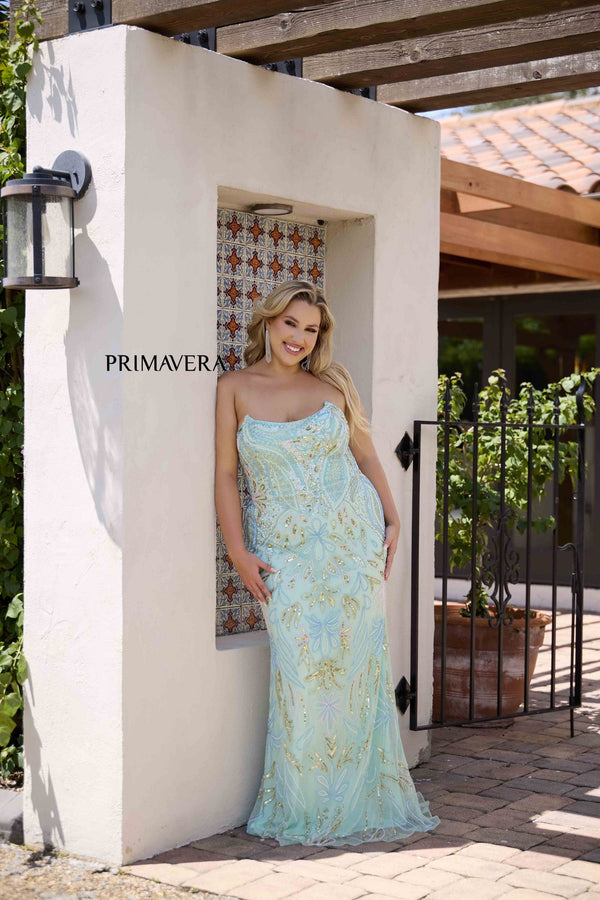 Primavera Couture 14081 Long Formal Plus Size Fitted Porm Dress