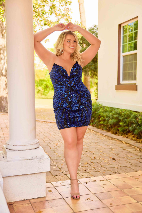 Mini Beaded Fitted Cocktail Plus Size Dress Primavera Couture 14099