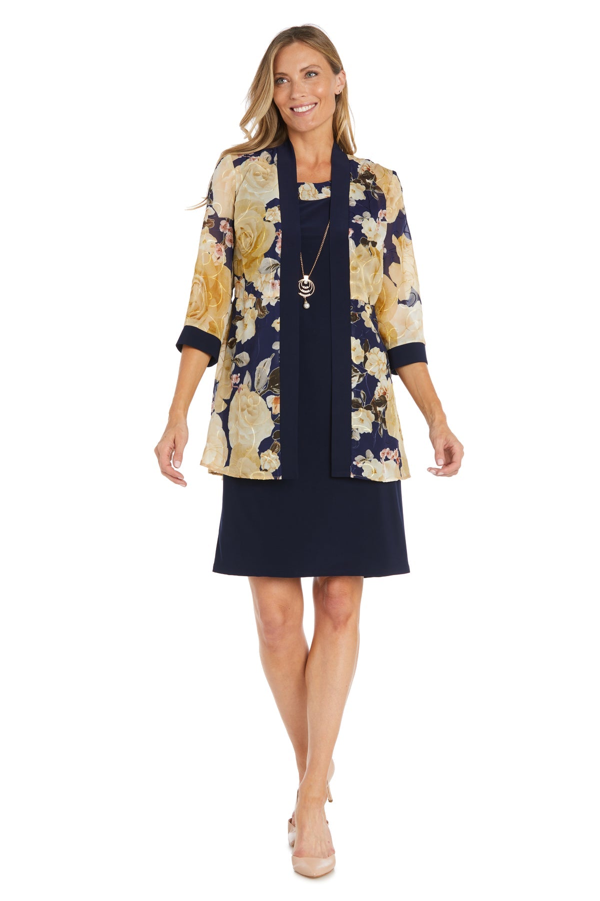 Cocktail Dresses Short Printed Evening Cocktail Petite Dress Navy/Yellow
