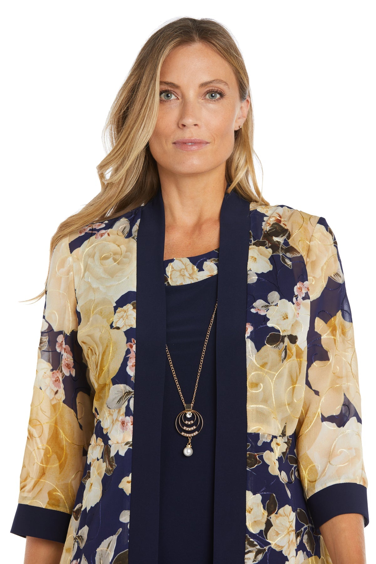 R&M Richards 1409 Short Printed Jacket Mother of the Bride Dress