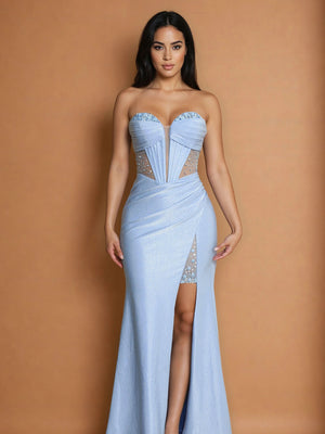 Long Sexy Corset Prom Dress With Slit