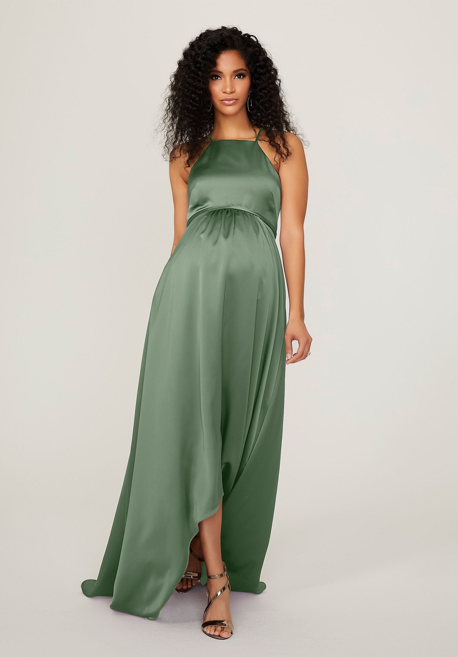 Formal Dresses Long Formal High Low A Line Dress MGNY Madeline Gardner New York 14101 Moss
