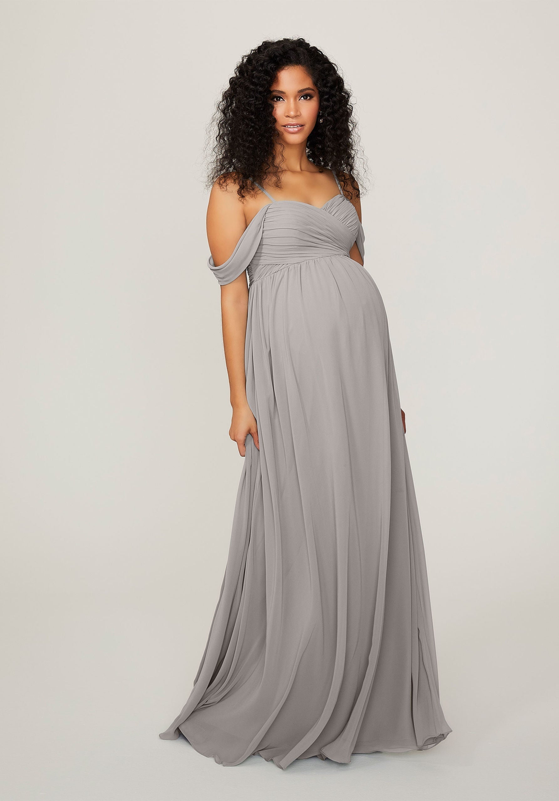 Formal Dresses Pleated Long Formal Evening Dress MGNY Madeline Gardner New York 14103 Silver