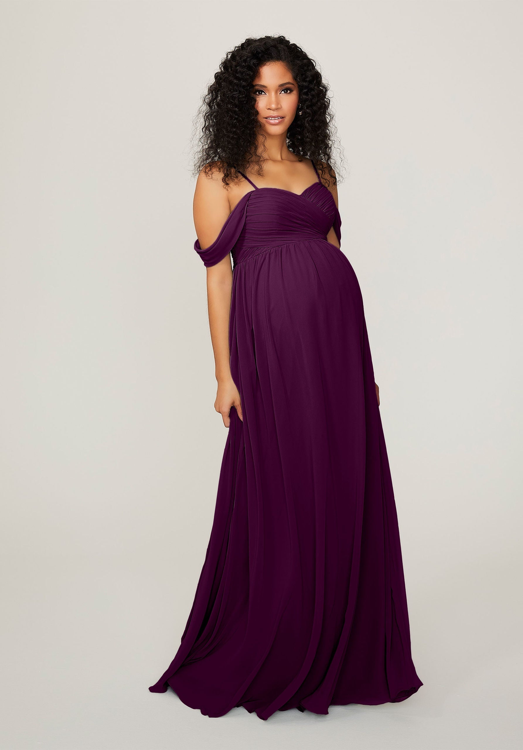 Formal Dresses Formal Long Evening Pleated Dress MGNY Madeline Gardner New York 14103 Eggplant
