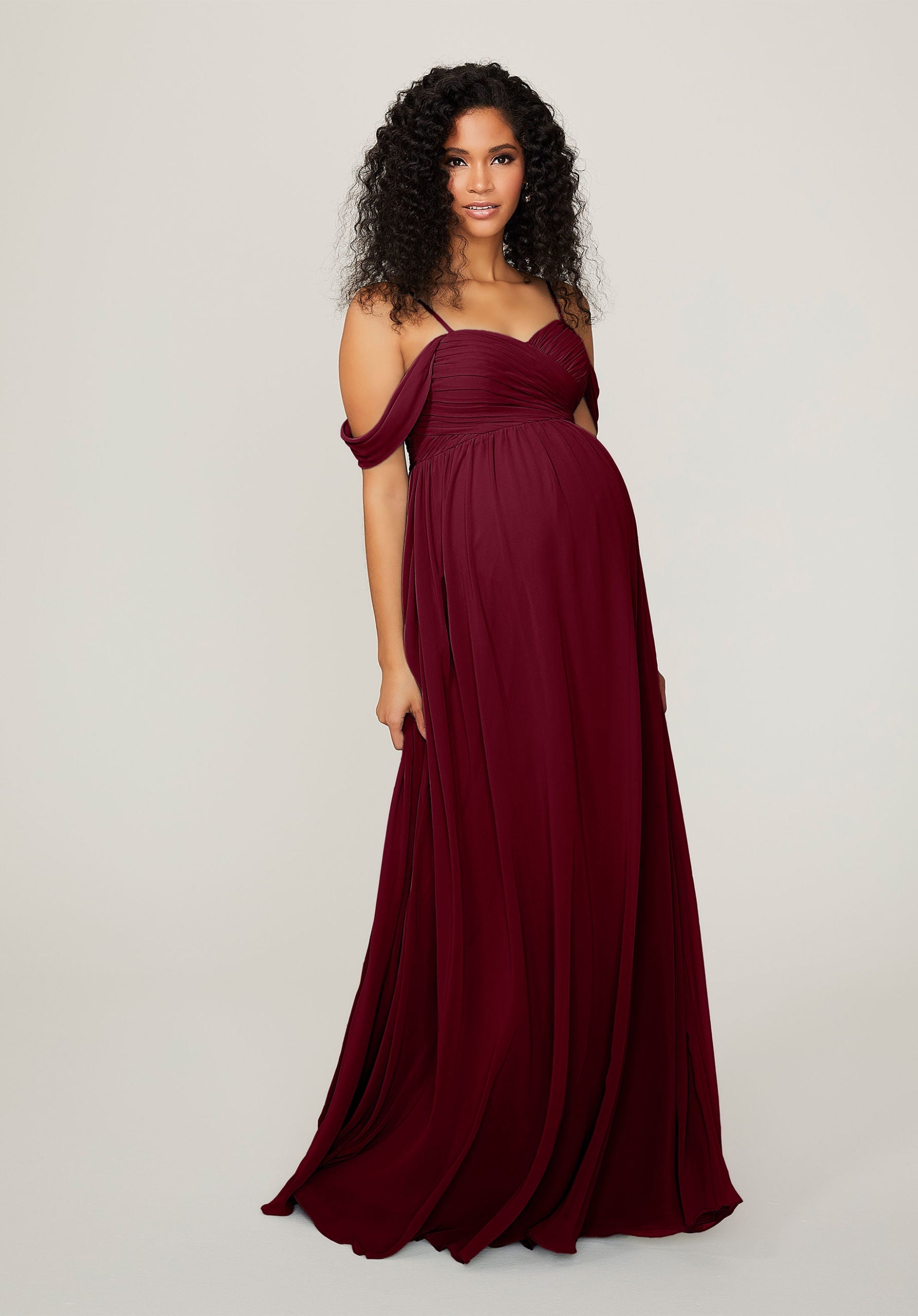 Formal Dresses Formal Long Evening Pleated Dress MGNY Madeline Gardner New York 14103 Bordeaux