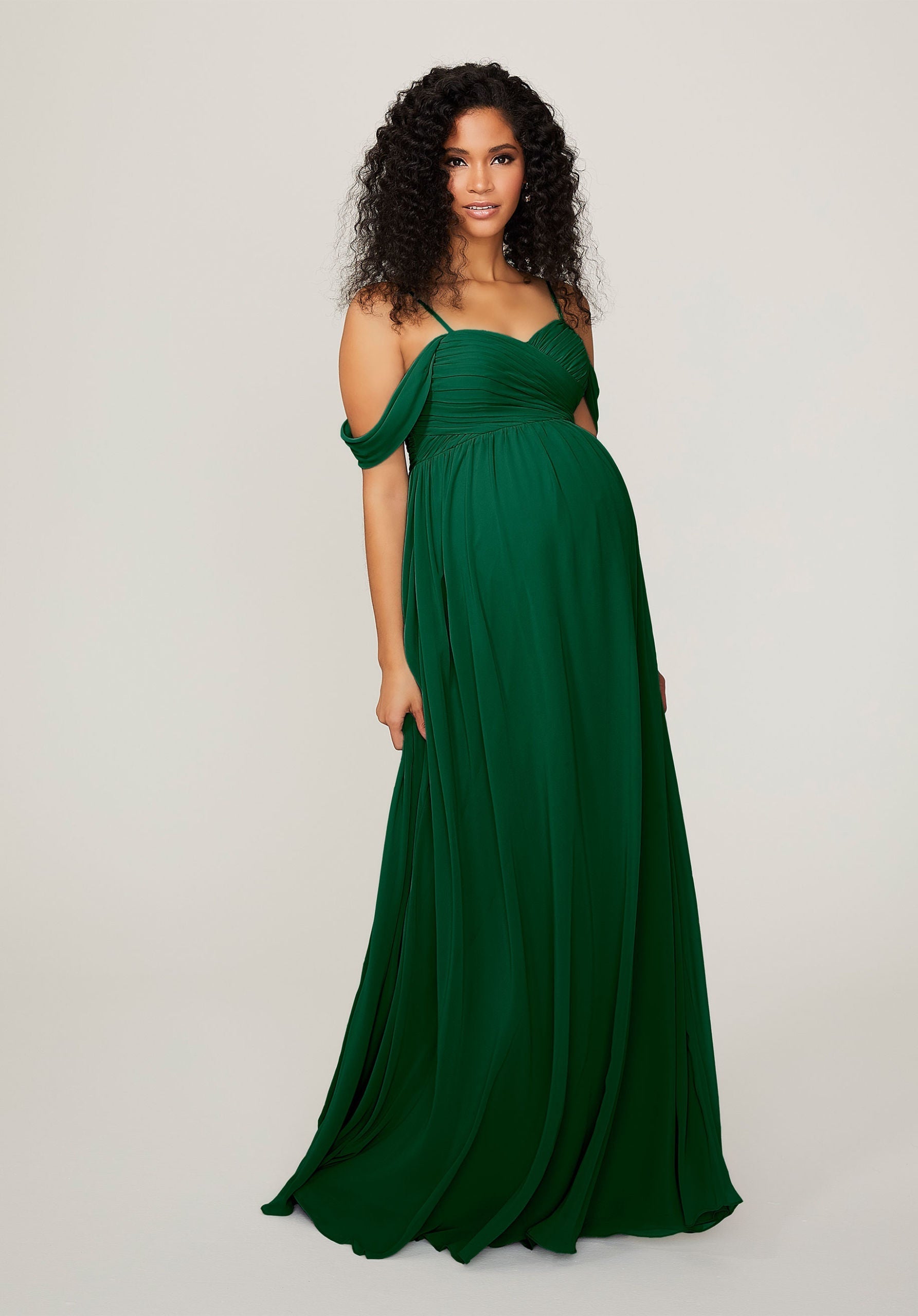 Formal Dresses Formal Long Evening Pleated Dress MGNY Madeline Gardner New York 14103 Emerald