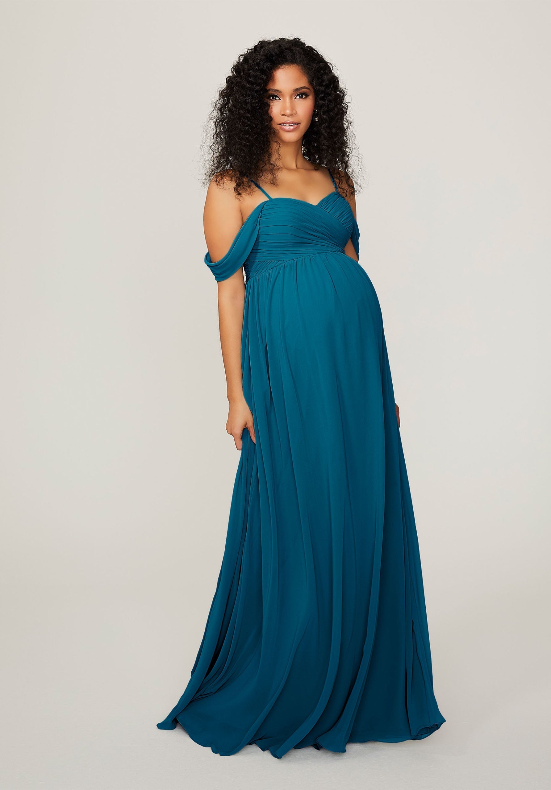 Formal Dresses Formal Long Evening Pleated Dress MGNY Madeline Gardner New York 14103 Marine