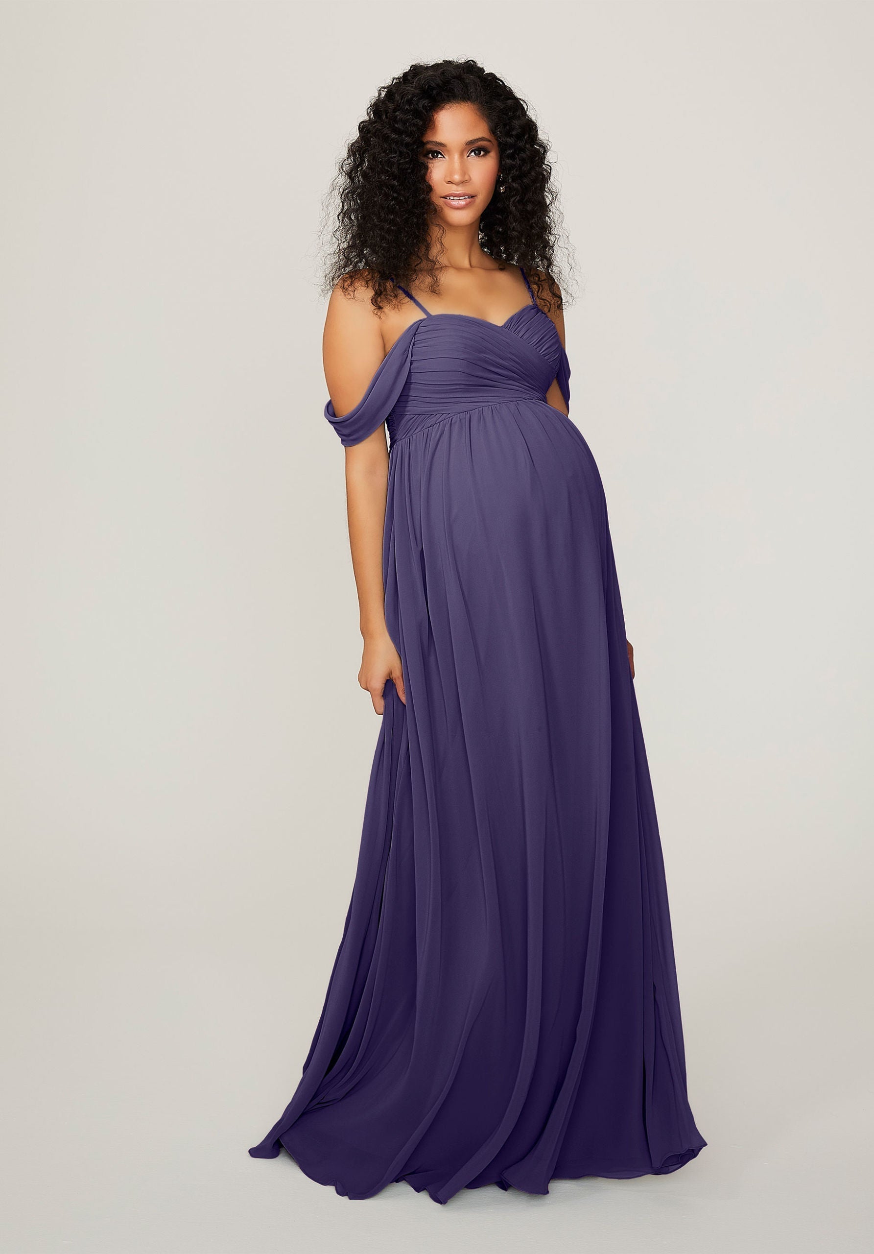 Formal Dresses Formal Long Pleated Evening Dress MGNY Madeline Gardner New York 14103 Storm
