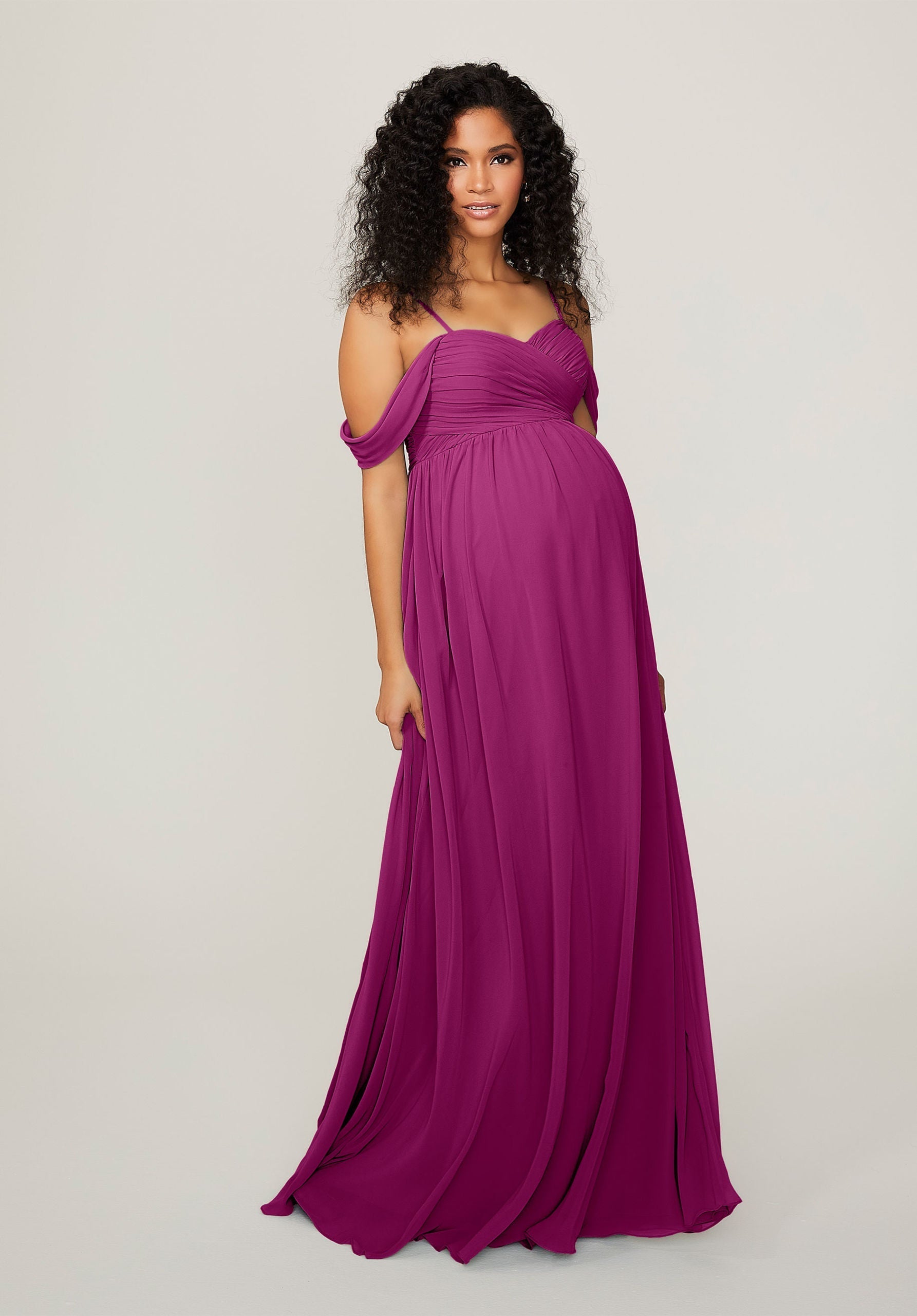 Formal Dresses Formal Long Pleated Evening Dress MGNY Madeline Gardner New York 14103 Mulberry