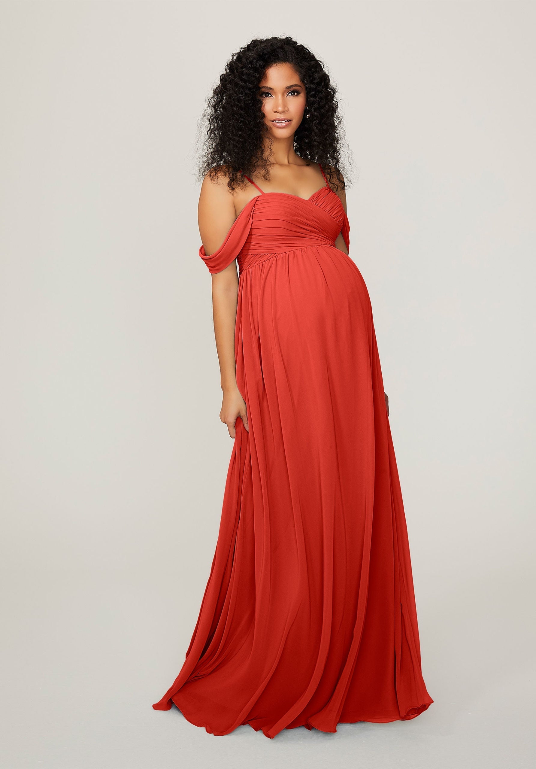 Formal Dresses Long Evening Formal Pleated Dress MGNY Madeline Gardner New York 14103 Cinnamon