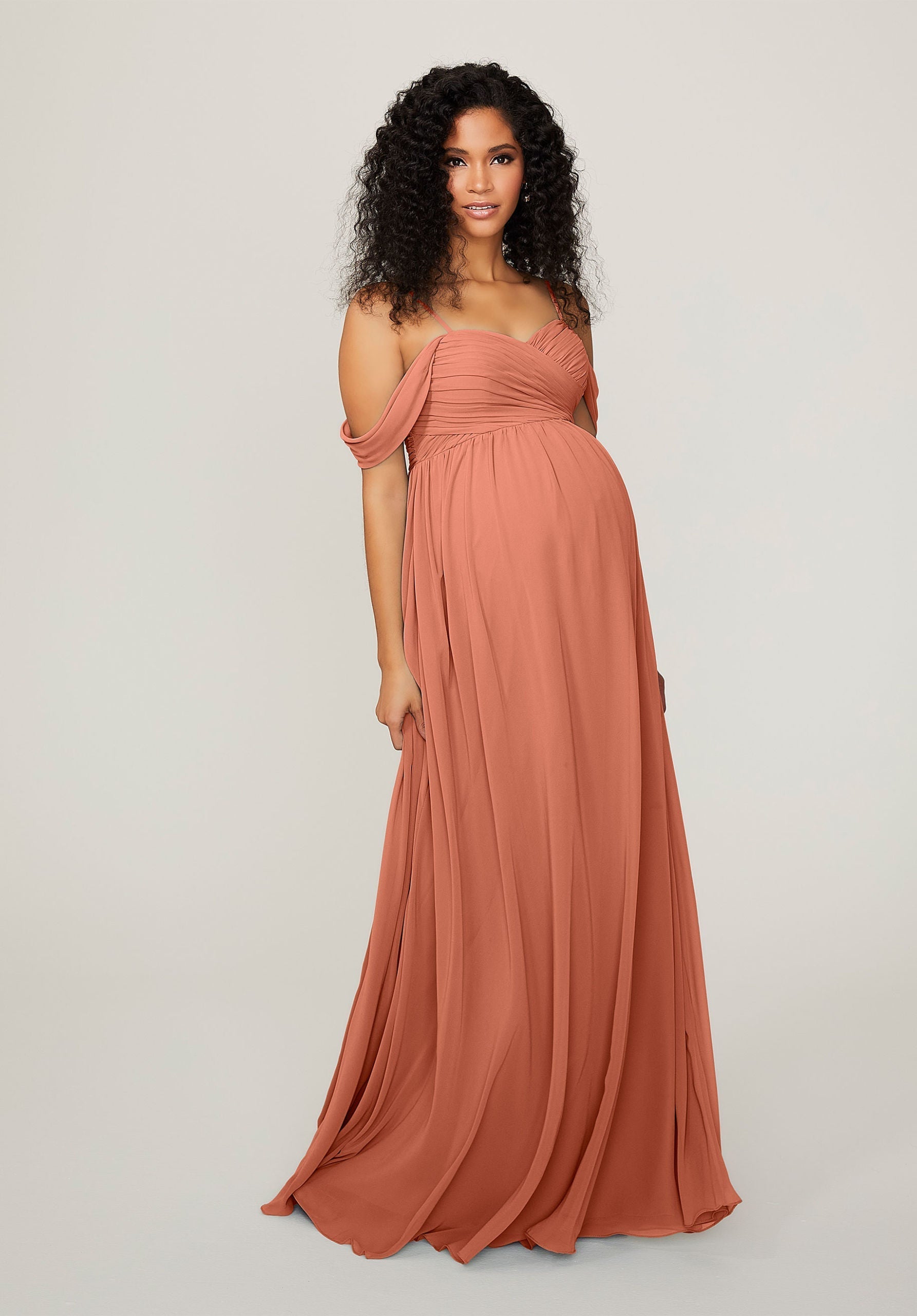 Formal Dresses Long Evening Formal Pleated Dress MGNY Madeline Gardner New York 14103 Spice