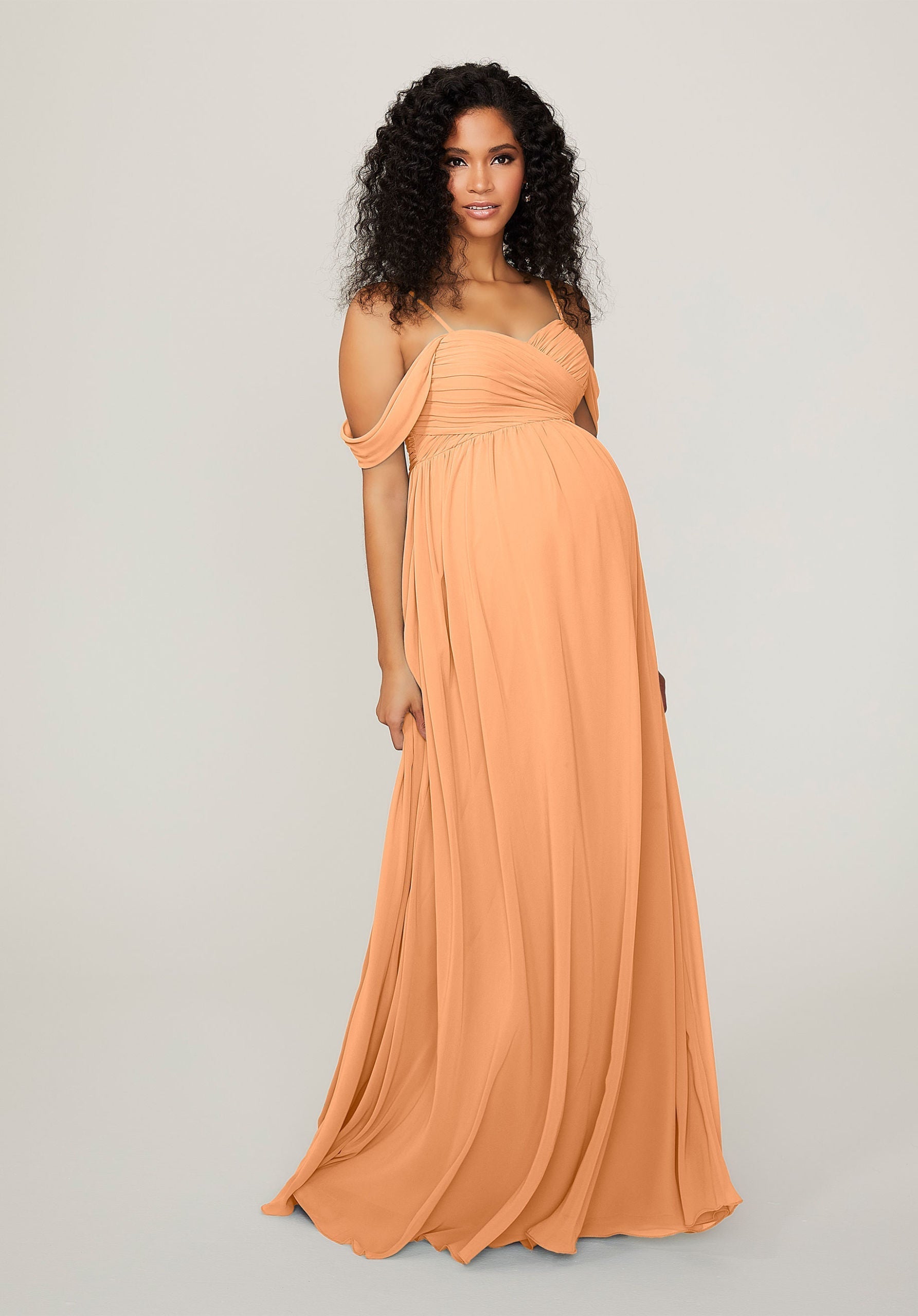 Formal Dresses Evening Long Formal Pleated Dress MGNY Madeline Gardner New York 14103 Sorbet