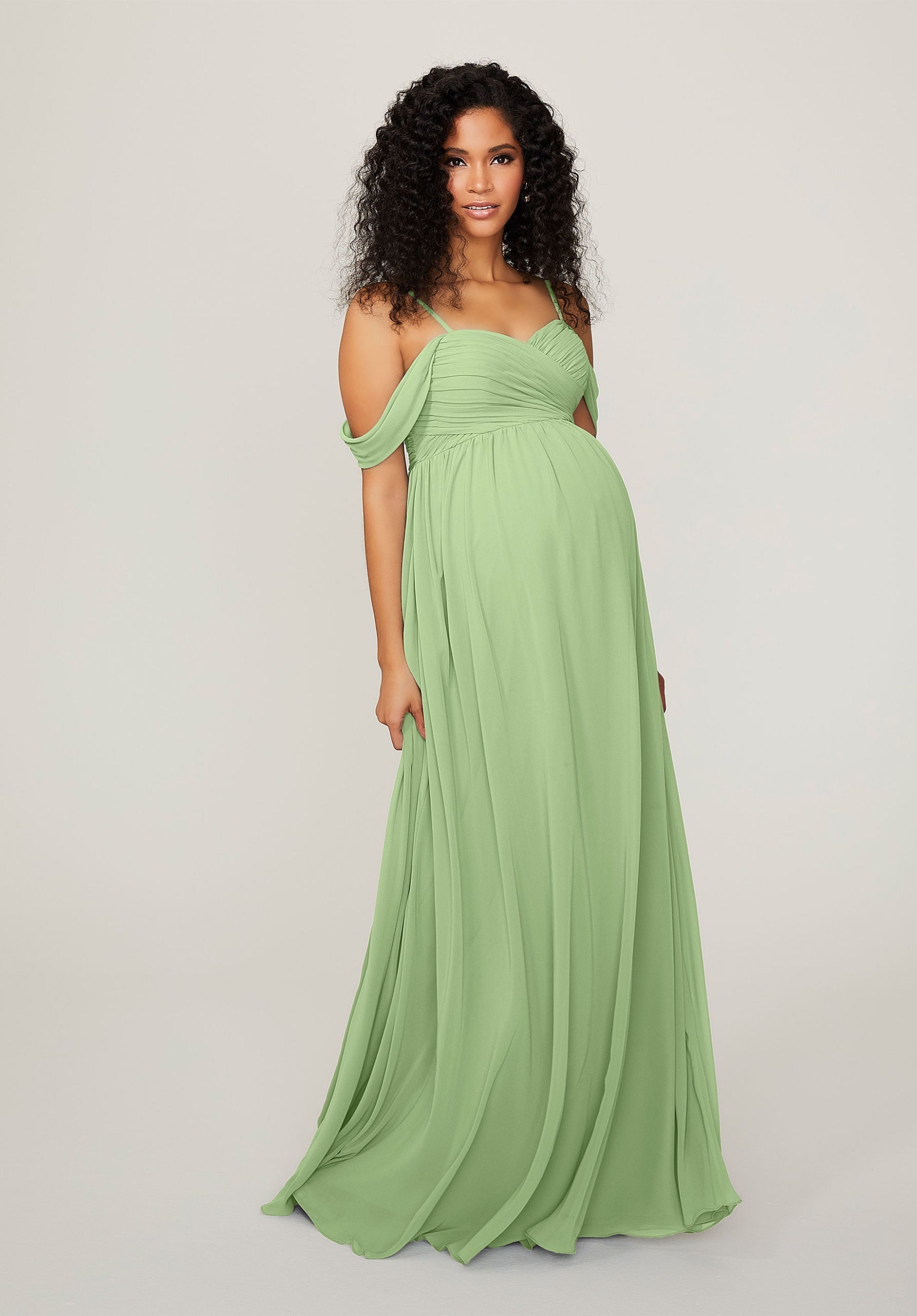 Formal Dresses Long Pleated Formal Evening Dress MGNY Madeline Gardner New York 14103 Sage