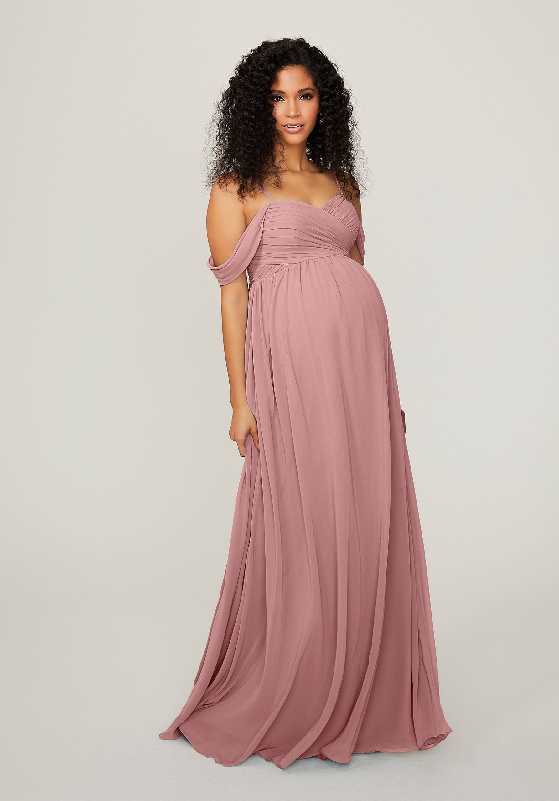 Formal Dresses Long Pleated Formal Evening Dress MGNY Madeline Gardner New York 14103 Desert Rose