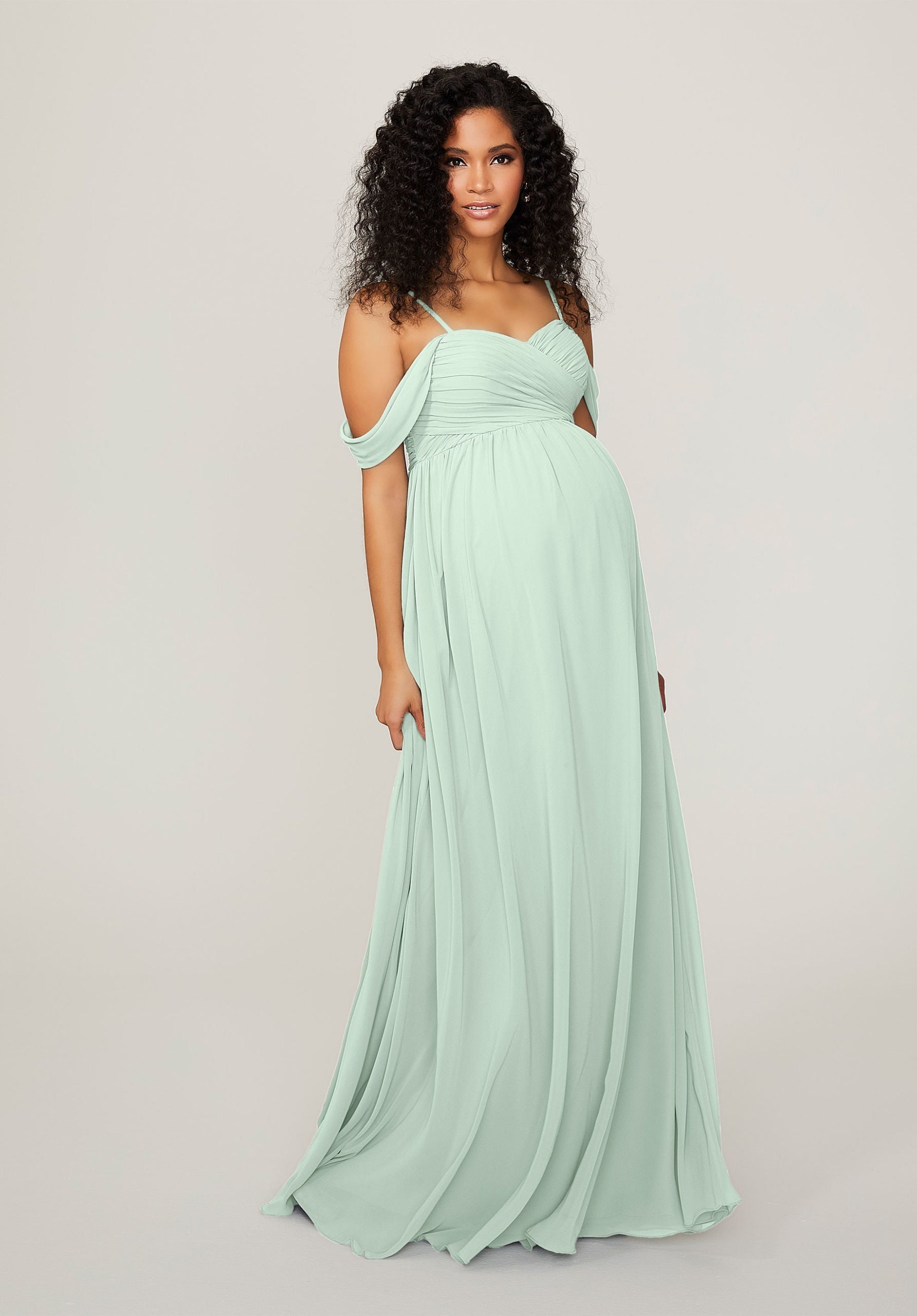 Formal Dresses Long Formal Evening Pleated Dress MGNY Madeline Gardner New York 14103 Sea Glass