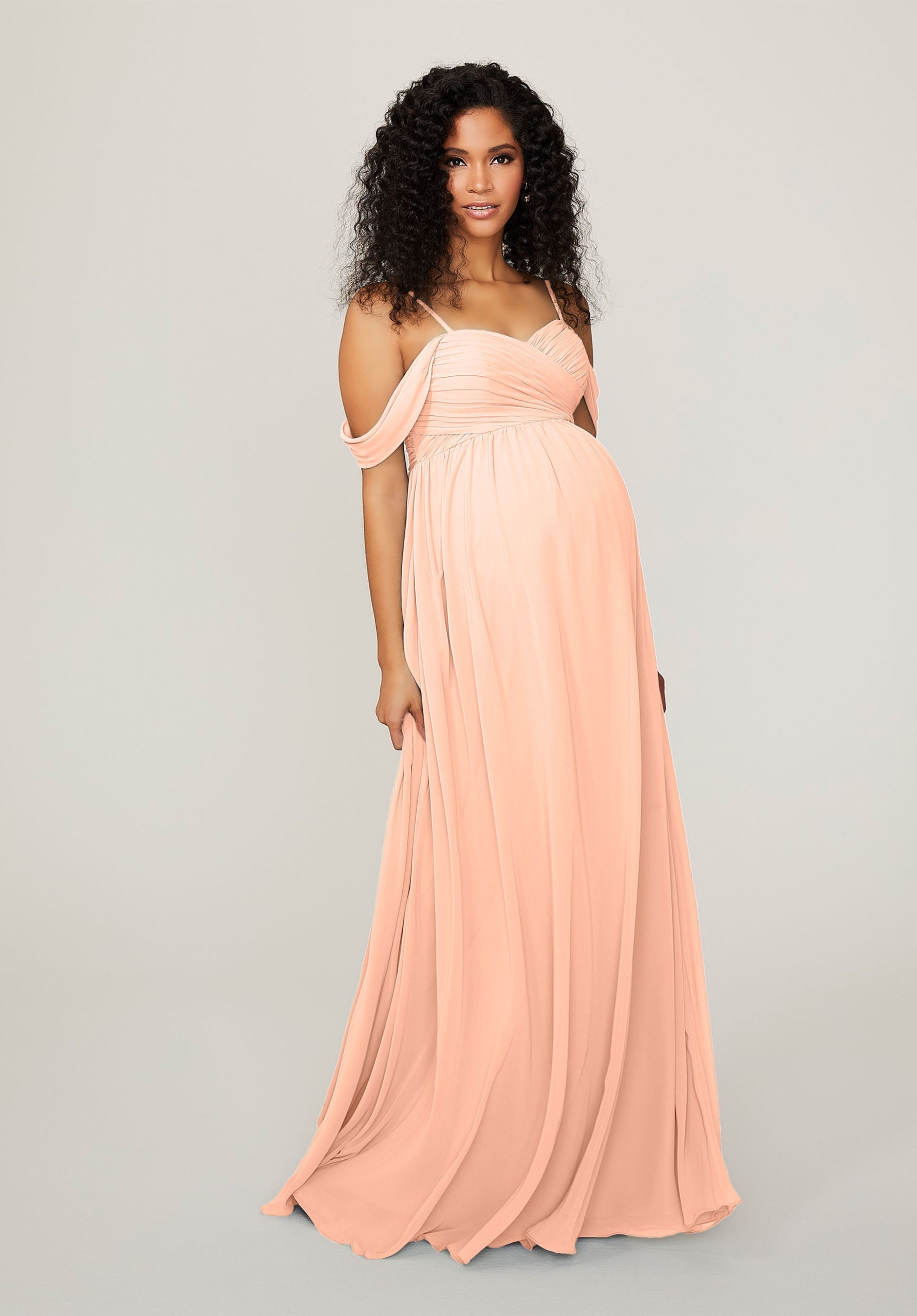 Formal Dresses Long Formal Pleated Evening Dress MGNY Madeline Gardner New York 14103 Blush