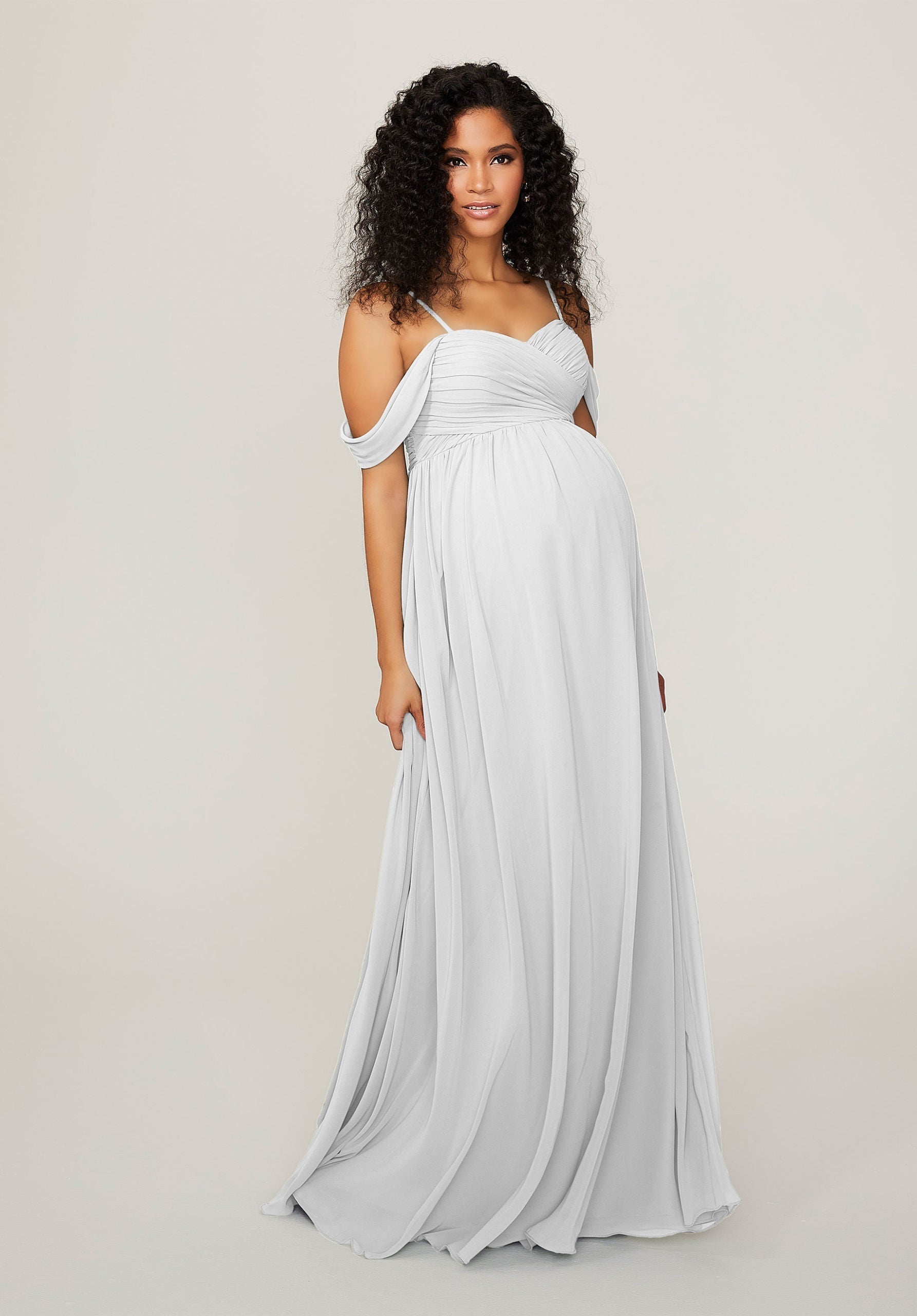 Wedding Dresses Pleated Long Bridal Wedding Dress MGNY Madeline Gardner New York 14103 White