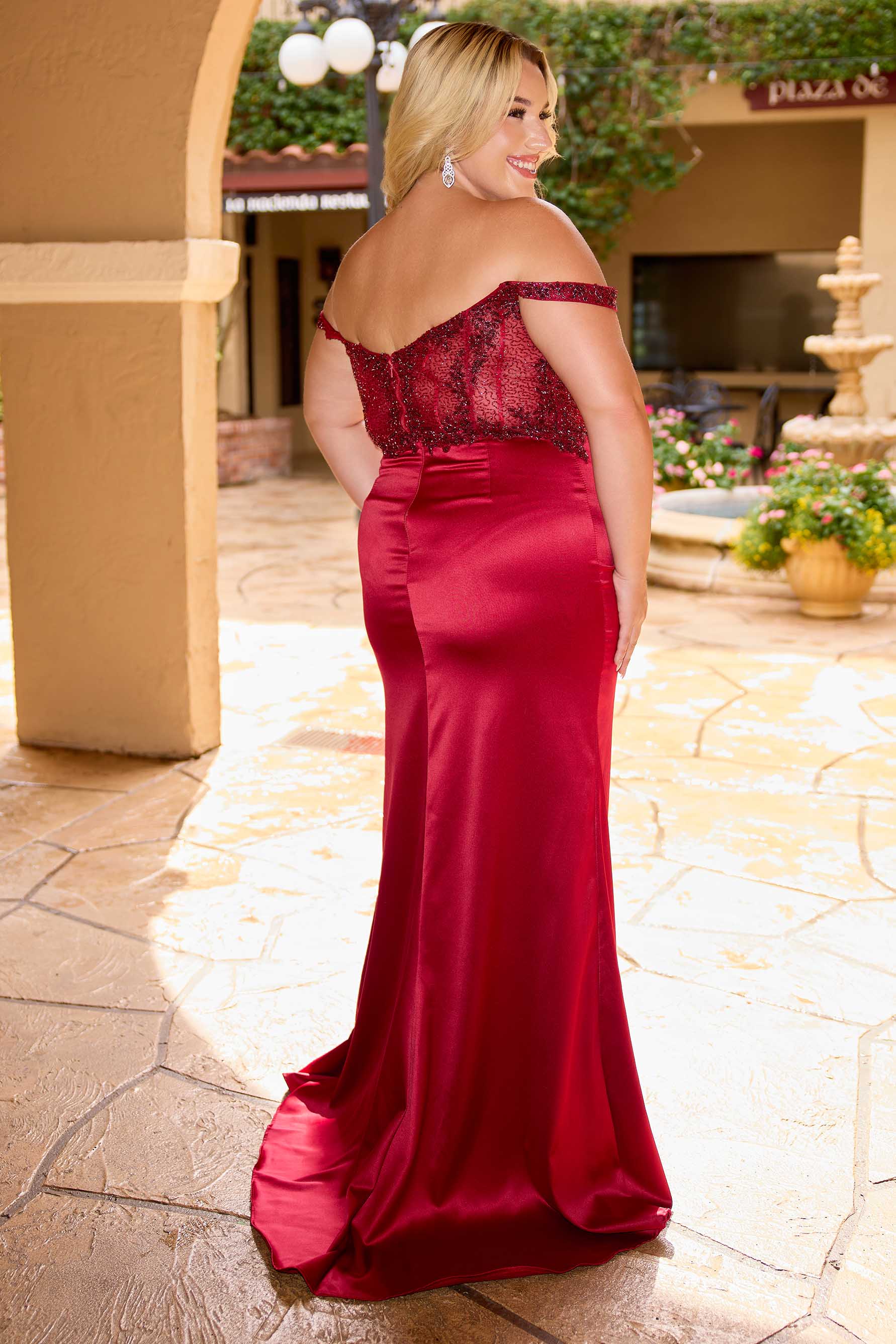 Plus Size Dresses Long Plus Size Prom Formal Corset Dress Primavera Couture 14107 Red