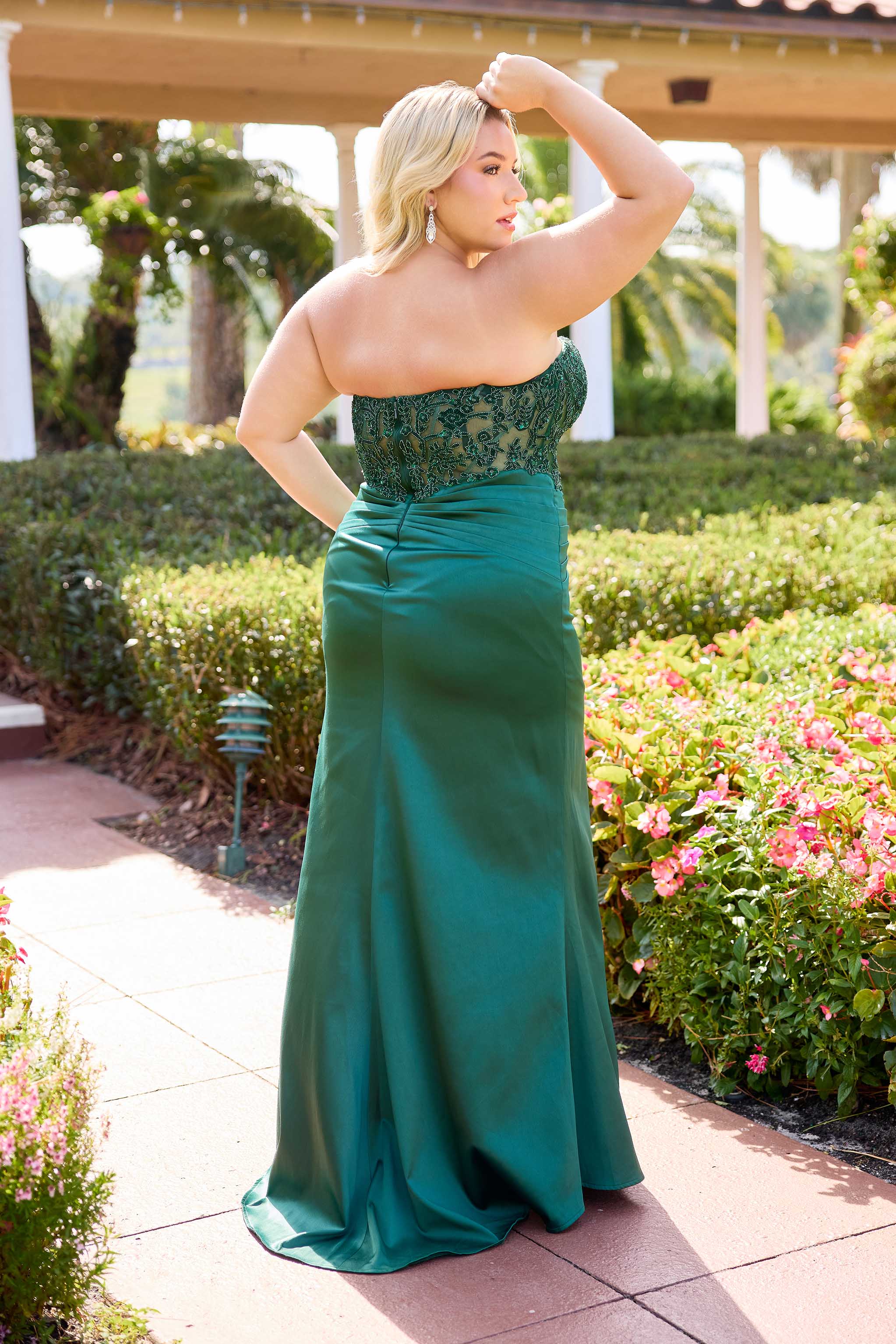 Plus Size Dresses Long Prom Formal Evening Corset Plus Size Dress Primavera Couture 14109 Emerald