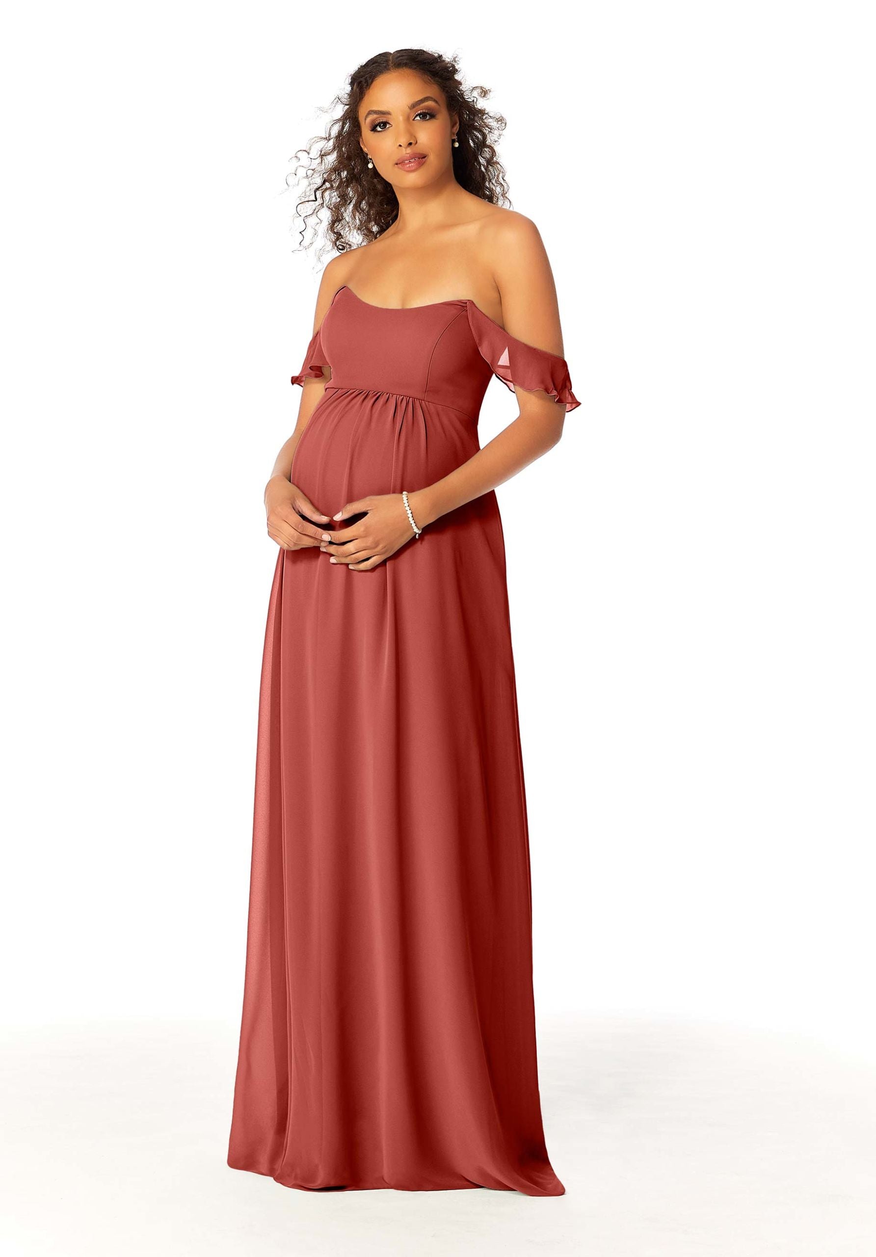 Formal Dresses Long A Line Ruffle Evening Formal Dress MGNY Madeline Gardner New York 14111 Terracotta