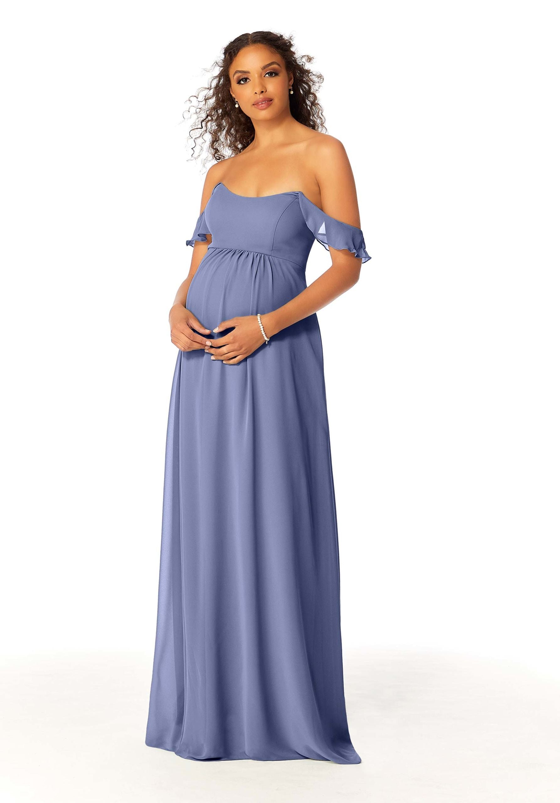 Formal Dresses Long Formal A Line Evening Ruffle Dress MGNY Madeline Gardner New York 14111 Dusk