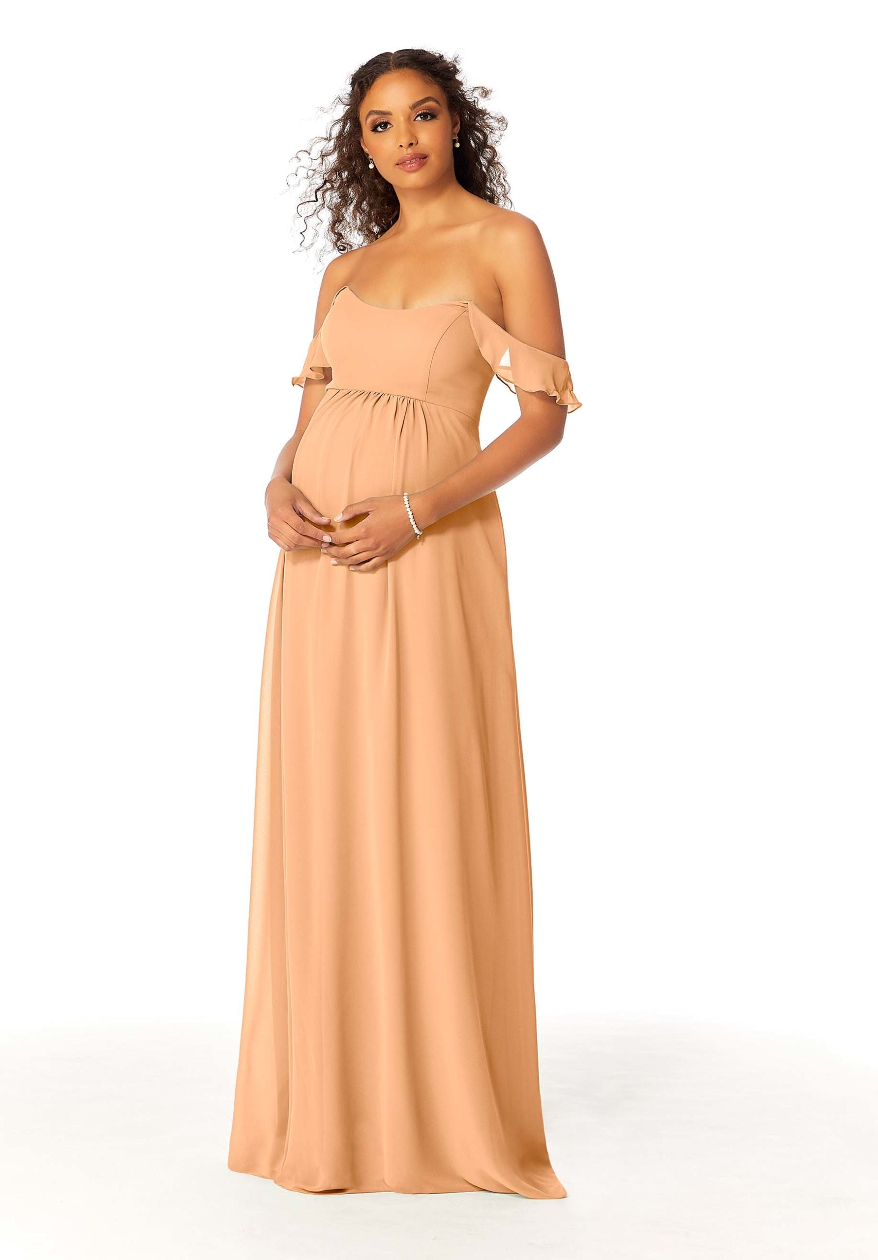 Formal Dresses Ruffle Formal A Line Evening Long Dress MGNY Madeline Gardner New York 14111 Sorbet