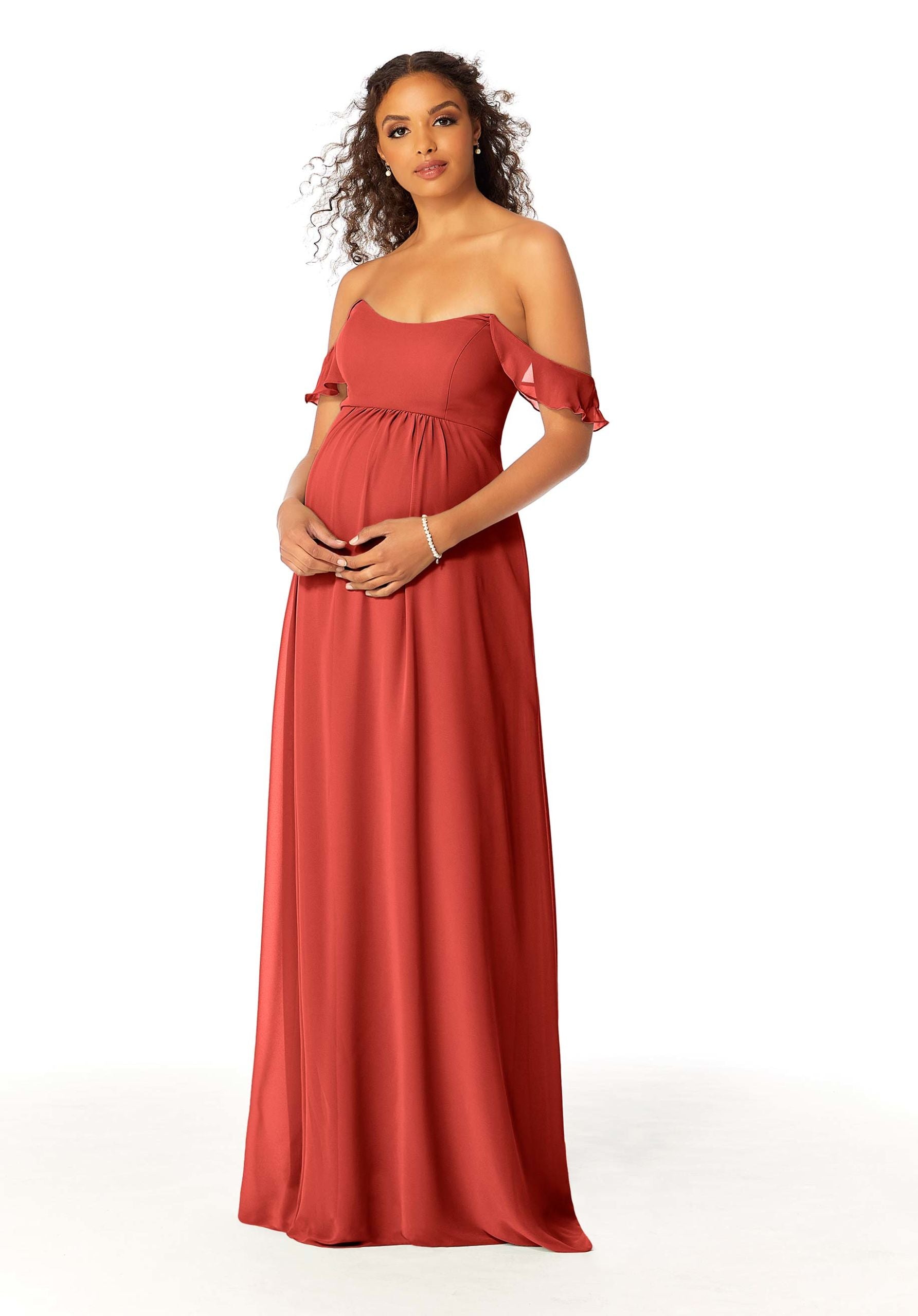 Formal Dresses Ruffle Evening Formal Long A Line Dress MGNY Madeline Gardner New York 14111 Cinnamon