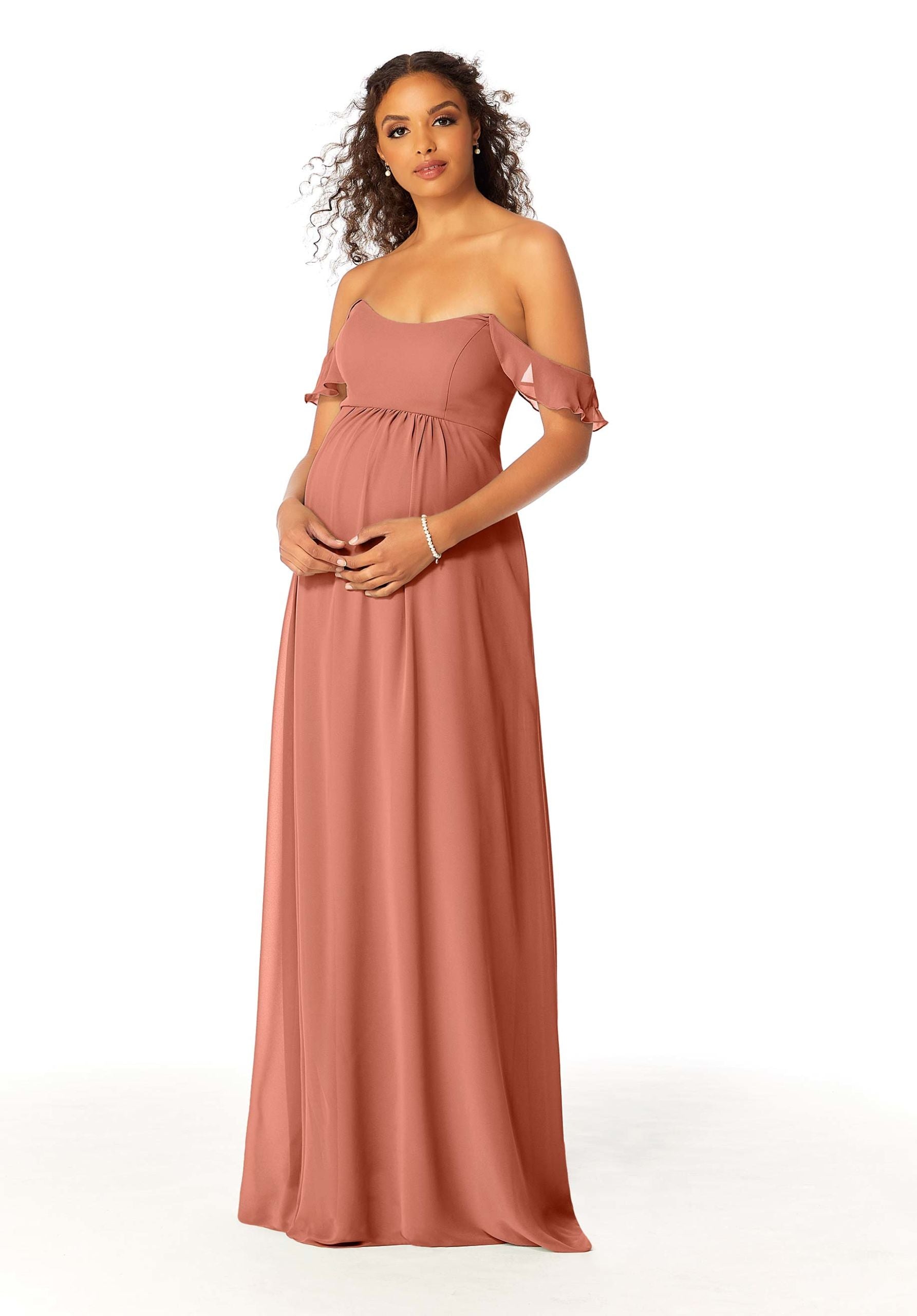 Formal Dresses Ruffle Formal A Line Evening Long Dress MGNY Madeline Gardner New York 14111 Spice
