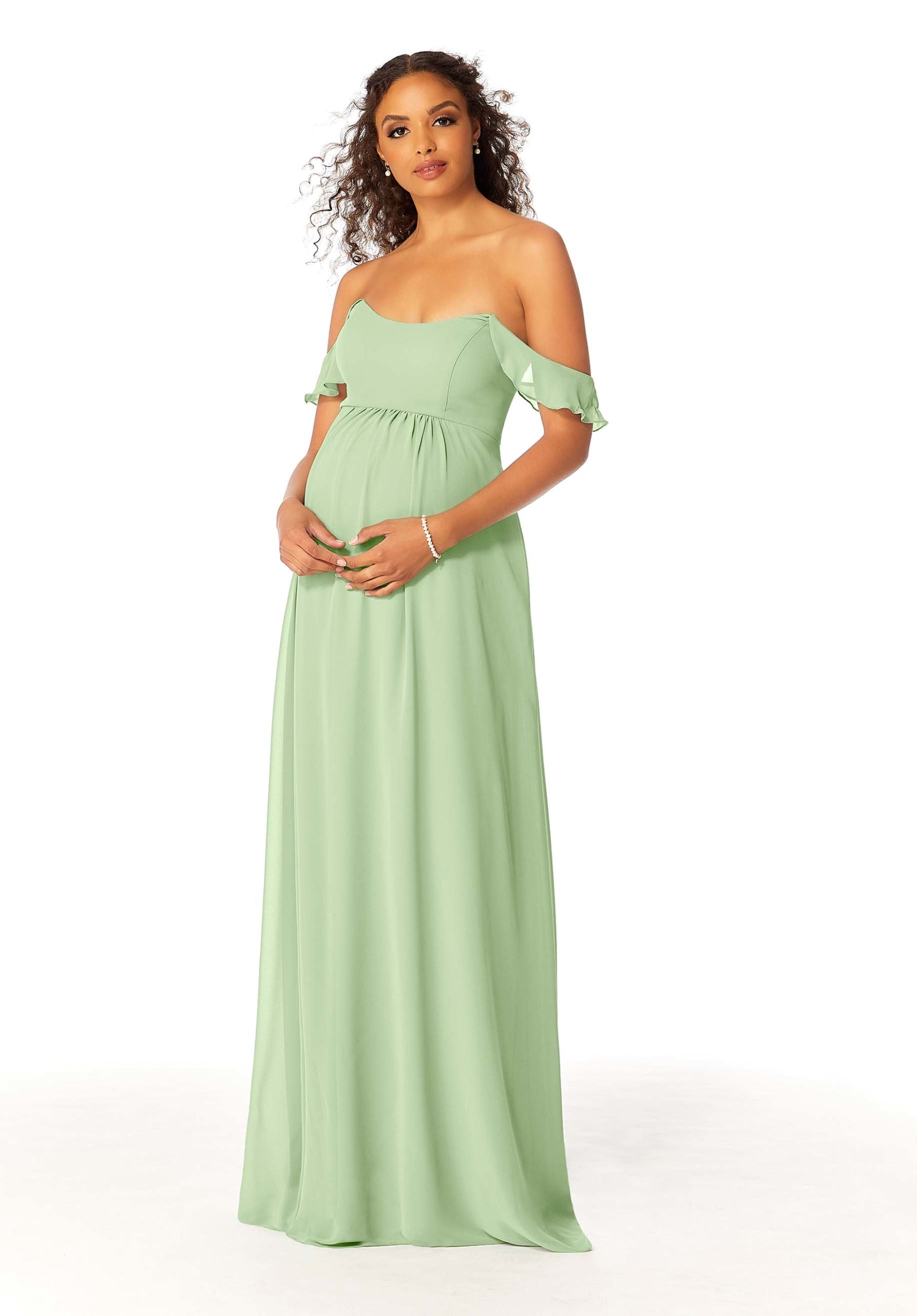 Formal Dresses A Line Ruffle Long Formal Evening Dress MGNY Madeline Gardner New York 14111 Sage