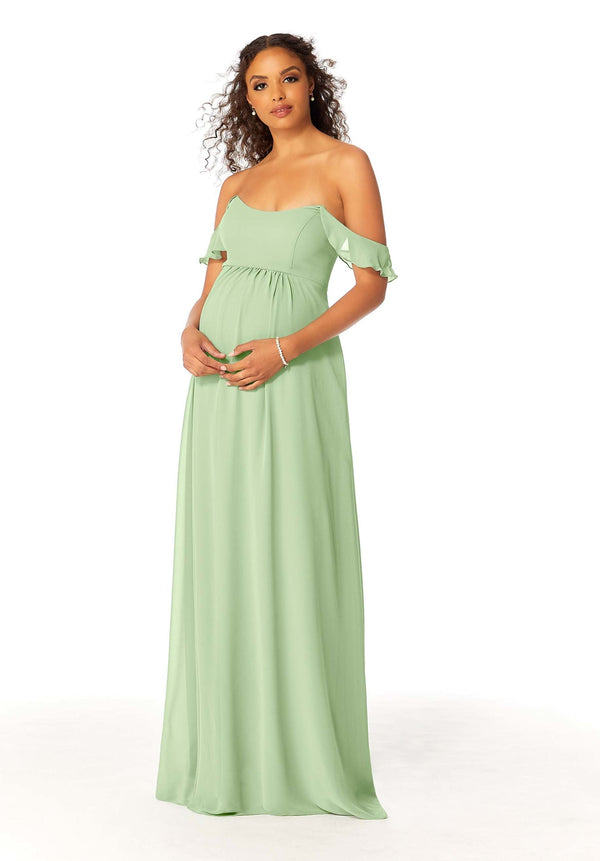 A Line Ruffle Long Formal Evening Dress MGNY Madeline Gardner New York 14111