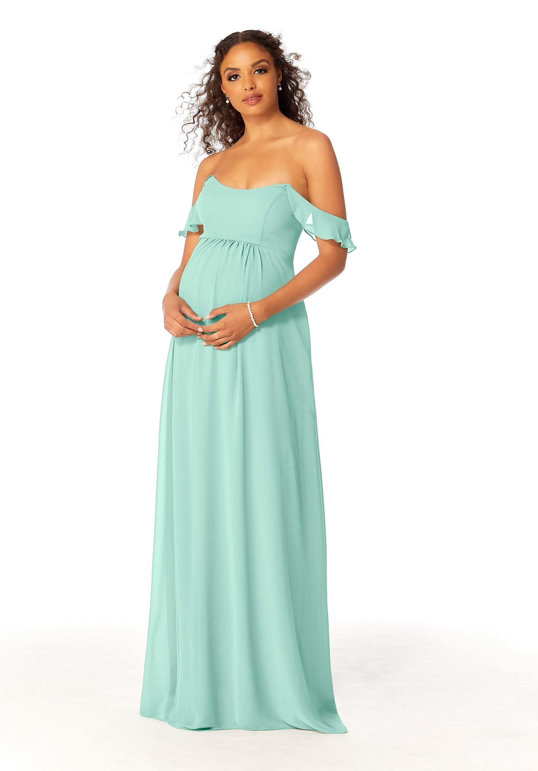 Formal Dresses Evening Long Ruffle Formal A Line Dress MGNY Madeline Gardner New York 14111 Mint