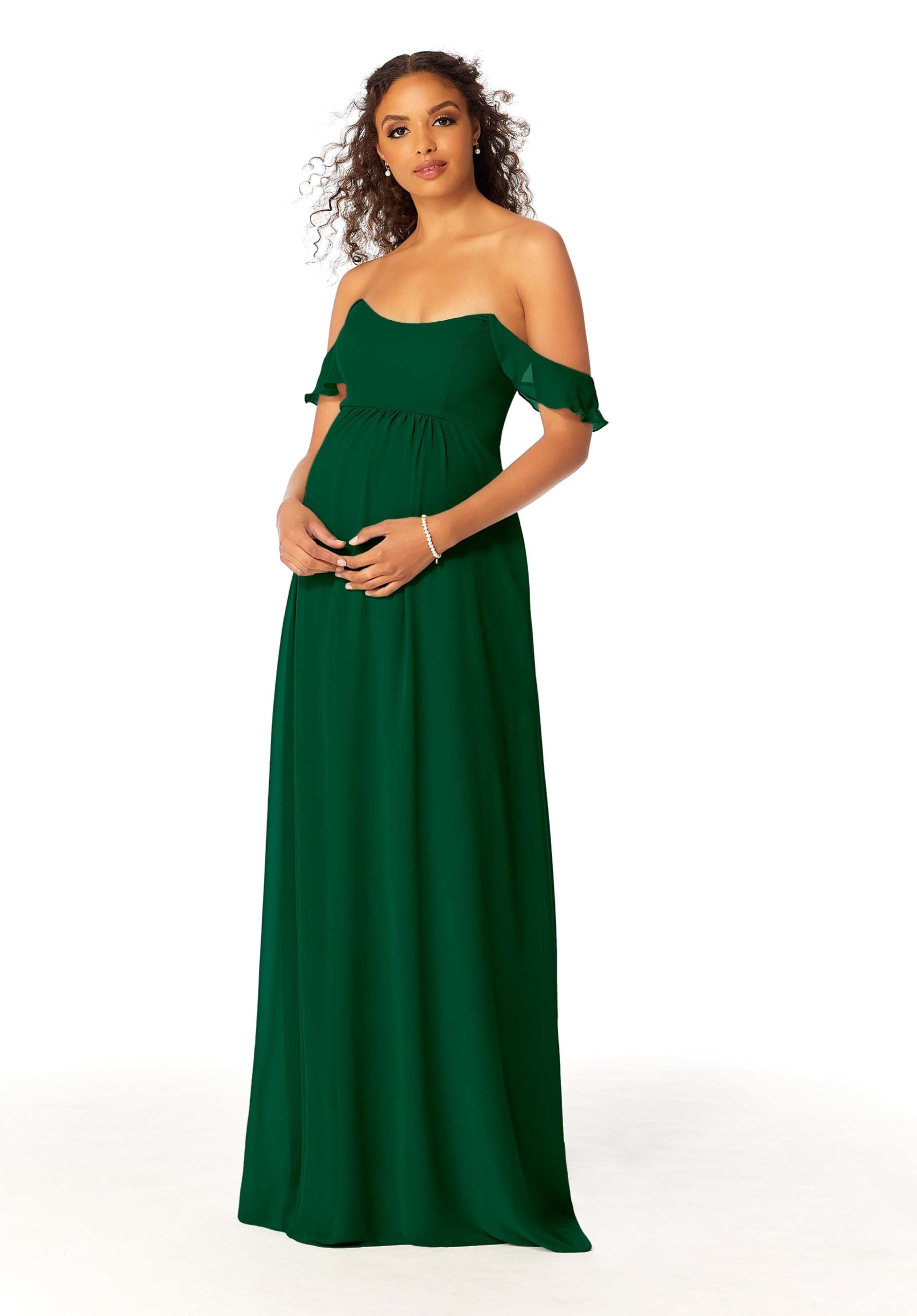 Formal Dresses Long Formal A Line Evening Ruffle Dress MGNY Madeline Gardner New York 14111 Emerald