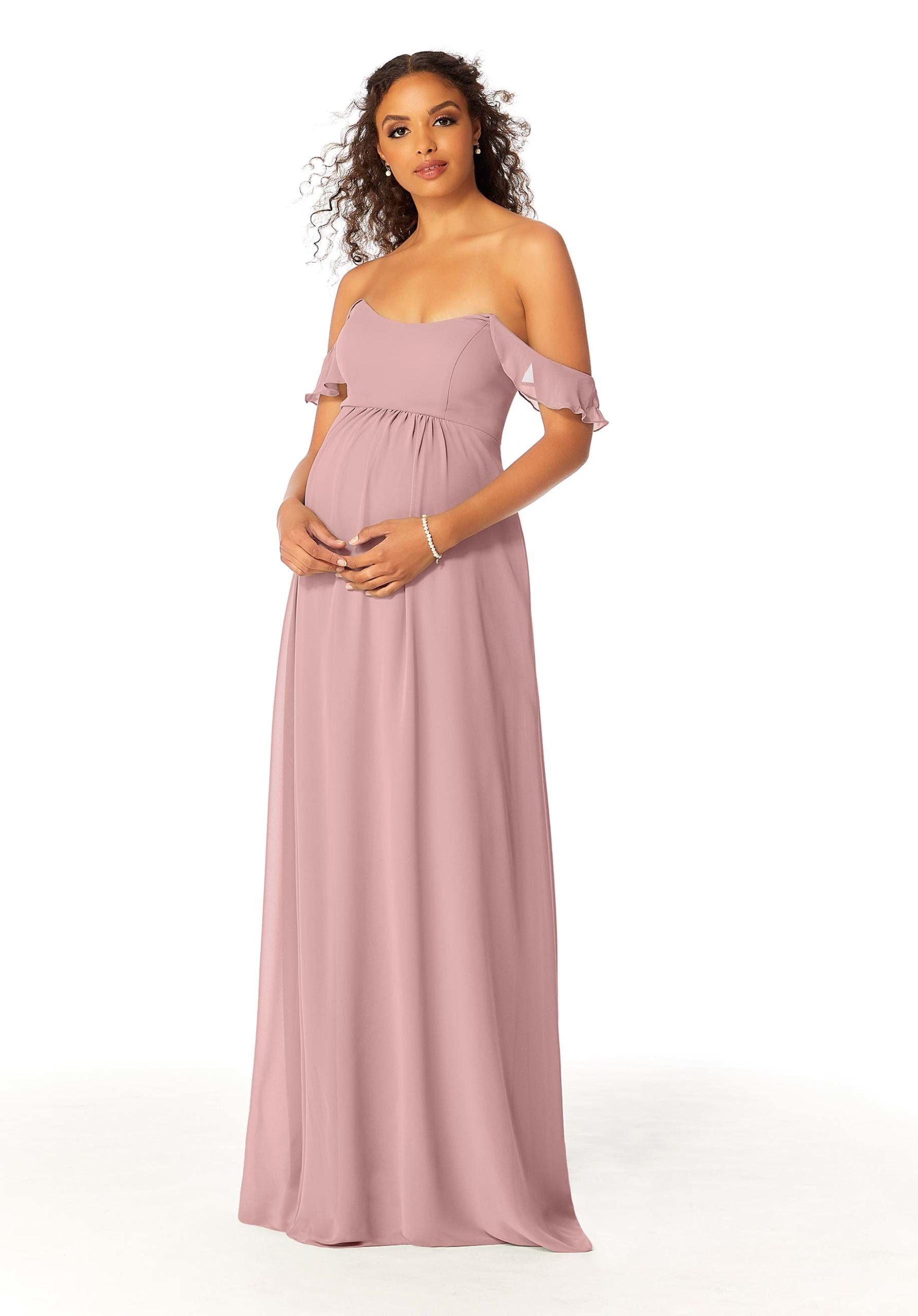 Formal Dresses Ruffle Evening Formal Long A Line Dress MGNY Madeline Gardner New York 14111 Desert Rose
