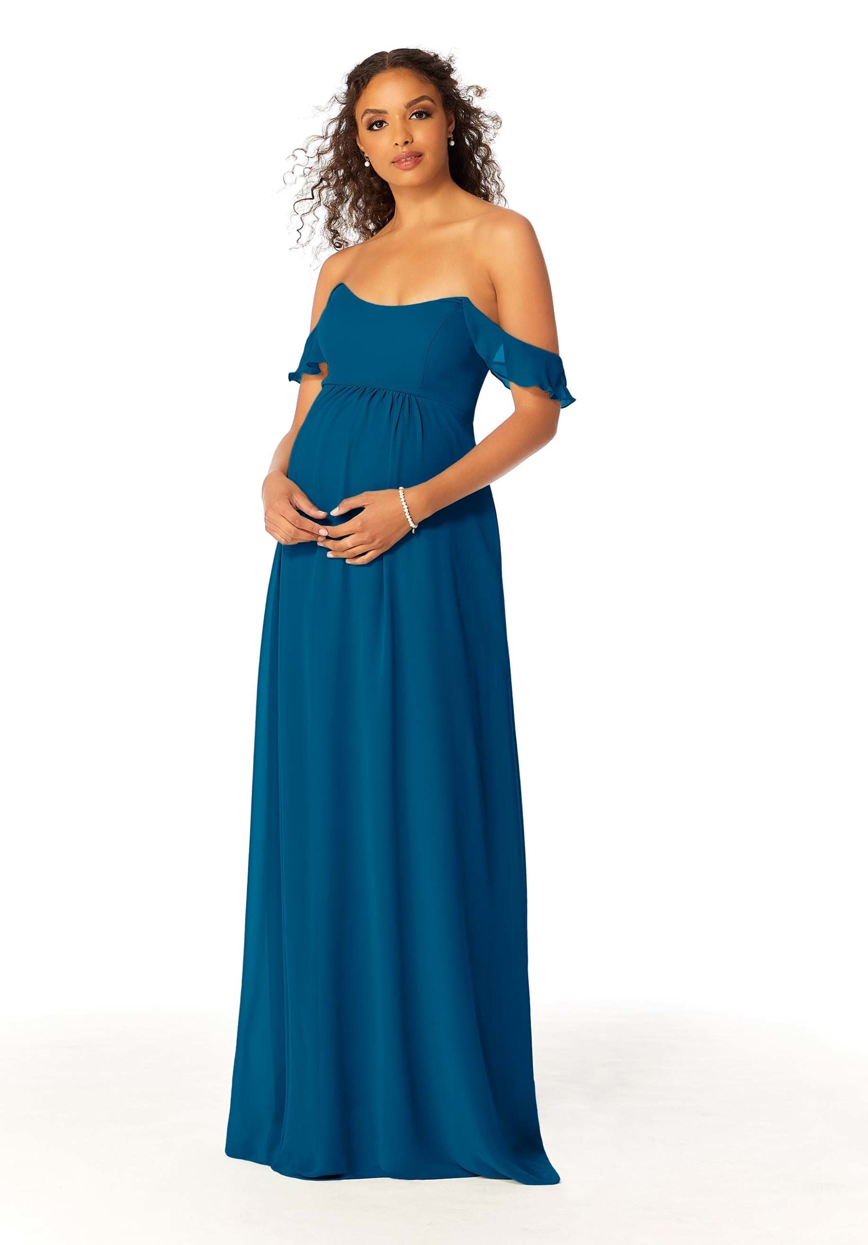Formal Dresses Evening Long Ruffle Formal A Line Dress MGNY Madeline Gardner New York 14111 Marine