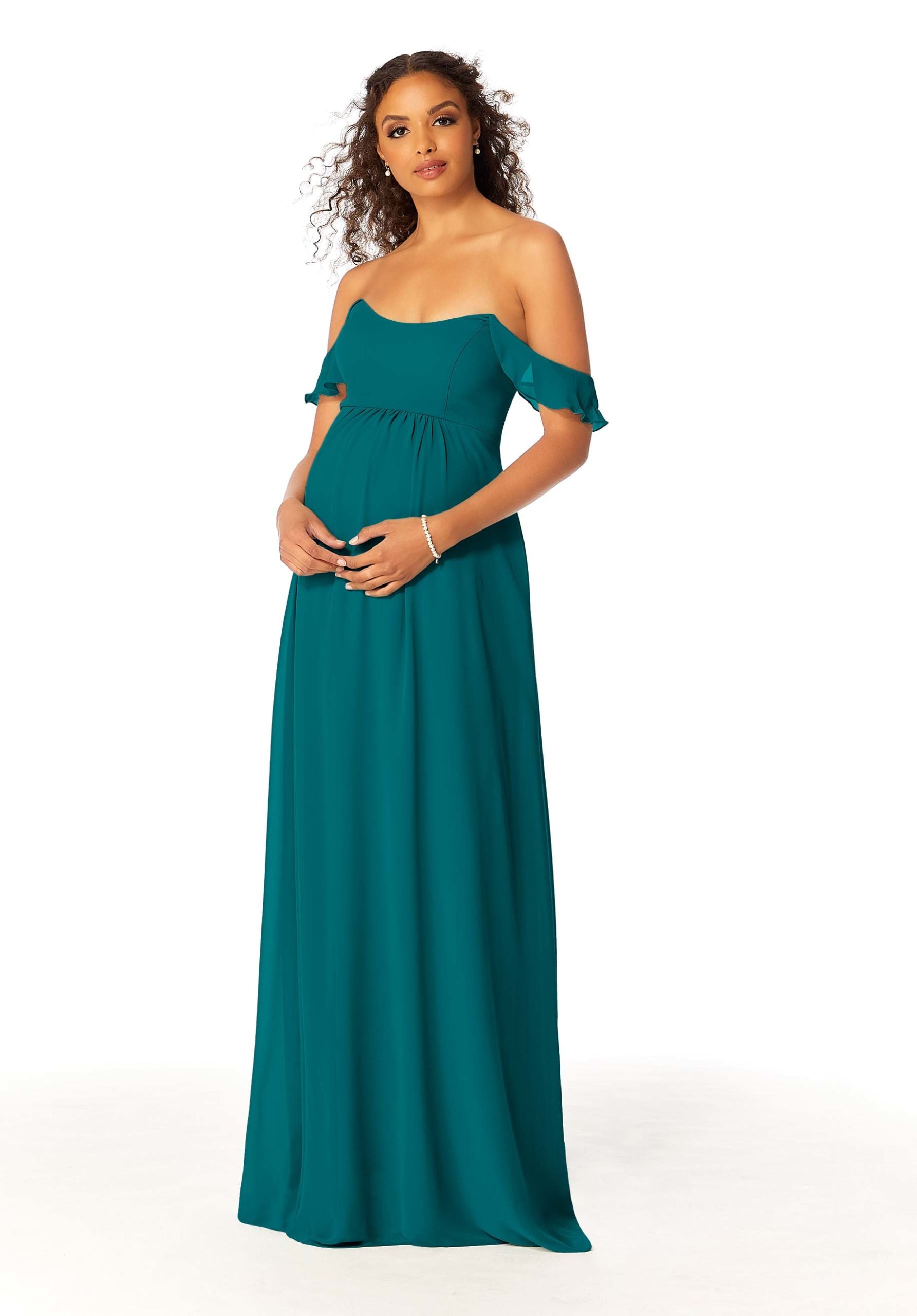 Formal Dresses Ruffle Formal A Line Evening Long Dress MGNY Madeline Gardner New York 14111 Teal