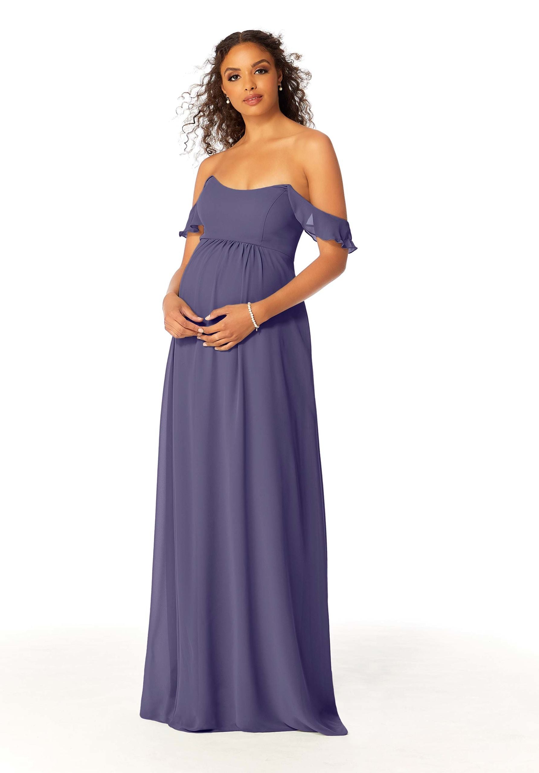 Formal Dresses Ruffle Formal A Line Evening Long Dress MGNY Madeline Gardner New York 14111 Storm