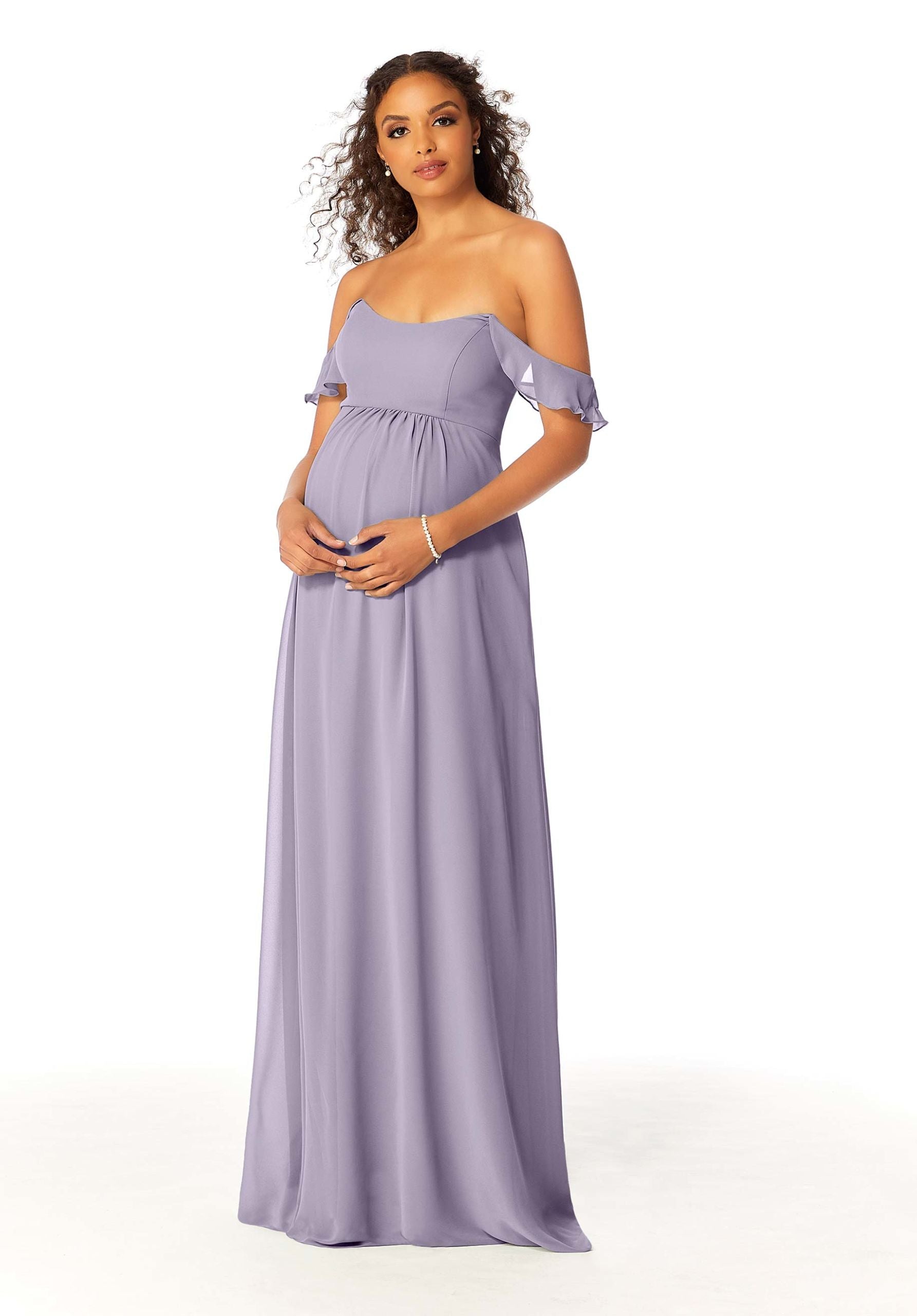 Formal Dresses Ruffle Formal A Line Evening Long Dress MGNY Madeline Gardner New York 14111 Violet
