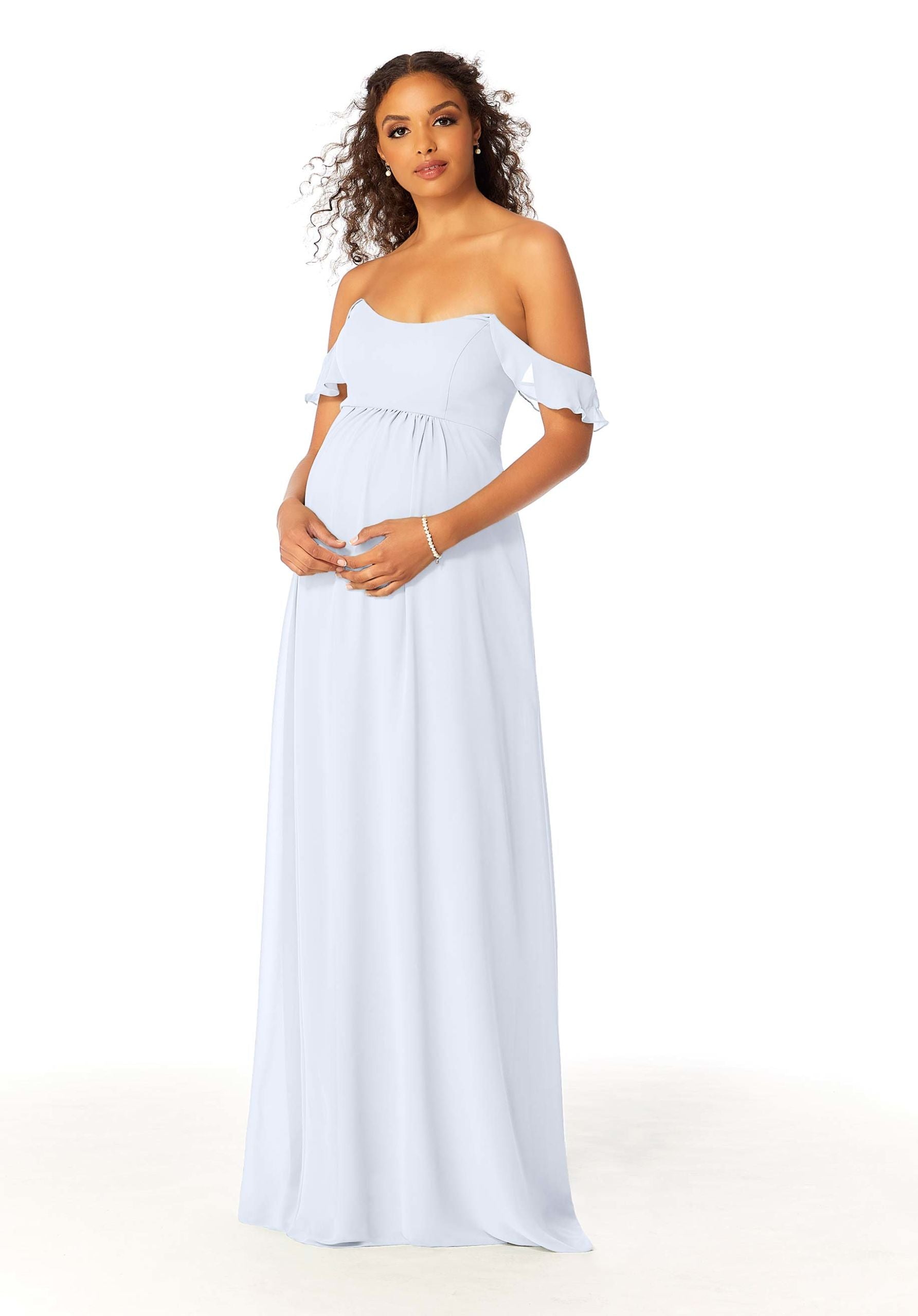 Formal Dresses Long Formal A Line Evening Ruffle Dress MGNY Madeline Gardner New York 14111 Fog