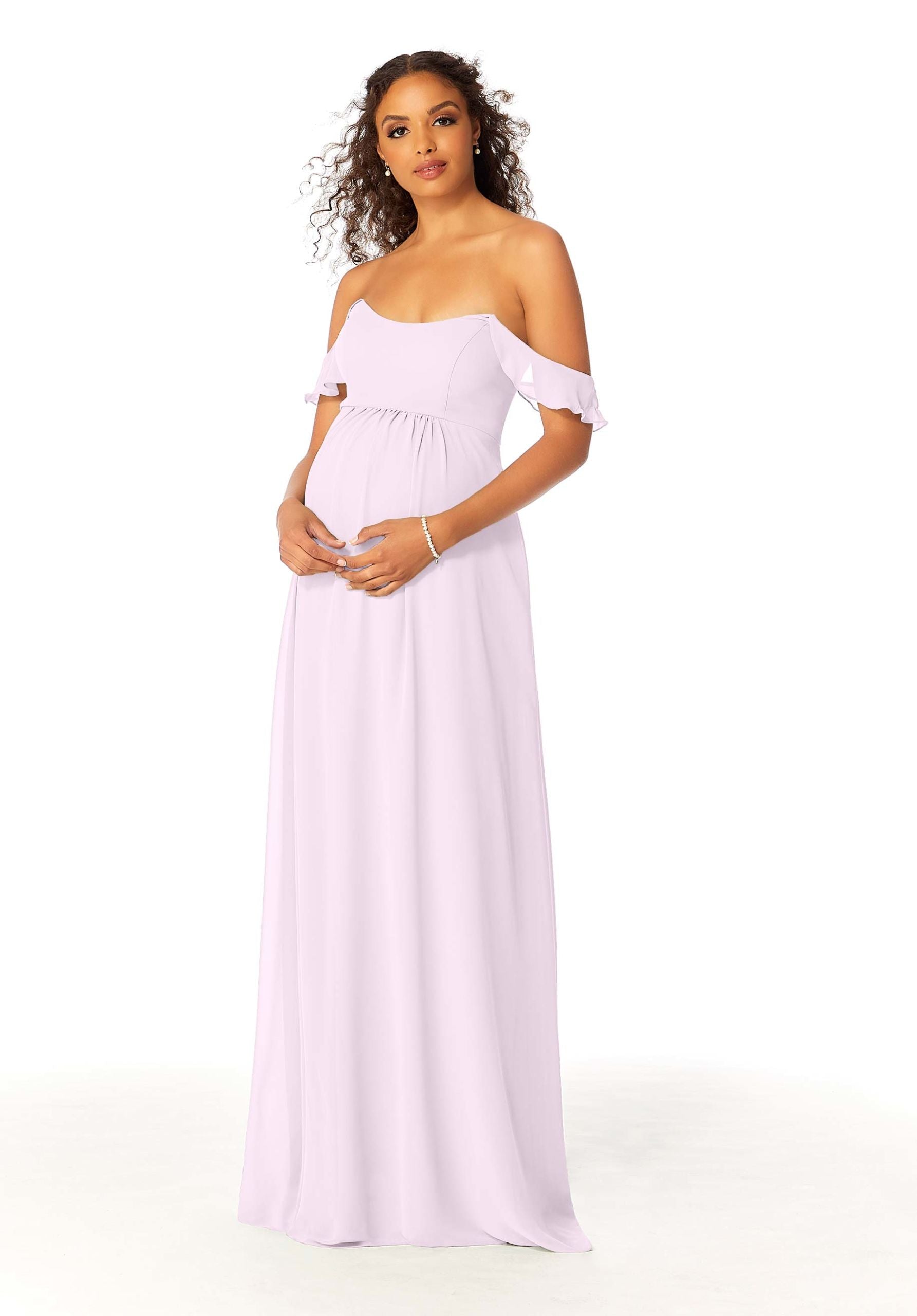 Formal Dresses Ruffle Formal A Line Evening Long Dress MGNY Madeline Gardner New York 14111 Wisteria