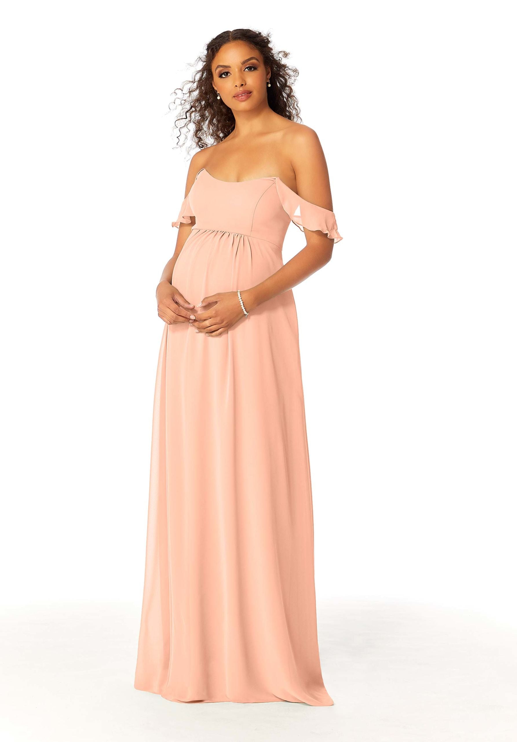 Formal Dresses Evening Ruffle Long A Line Formal Dress MGNY Madeline Gardner New York 14111 Blush
