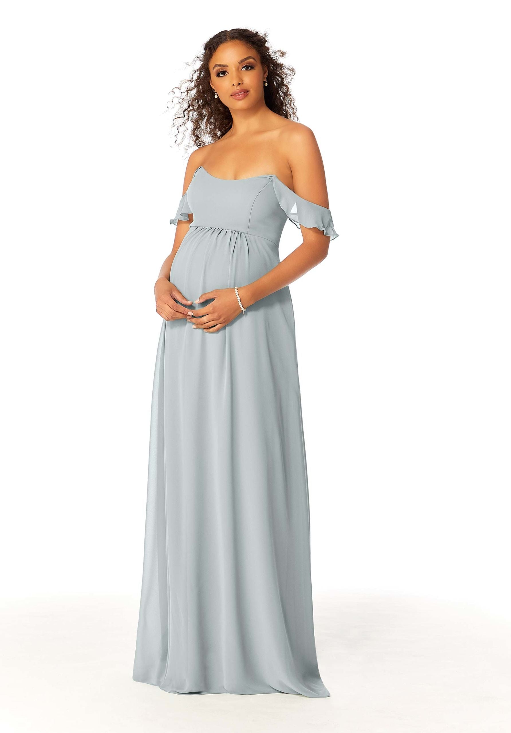 Formal Dresses Long Formal A Line Evening Ruffle Dress MGNY Madeline Gardner New York 14111 Dove