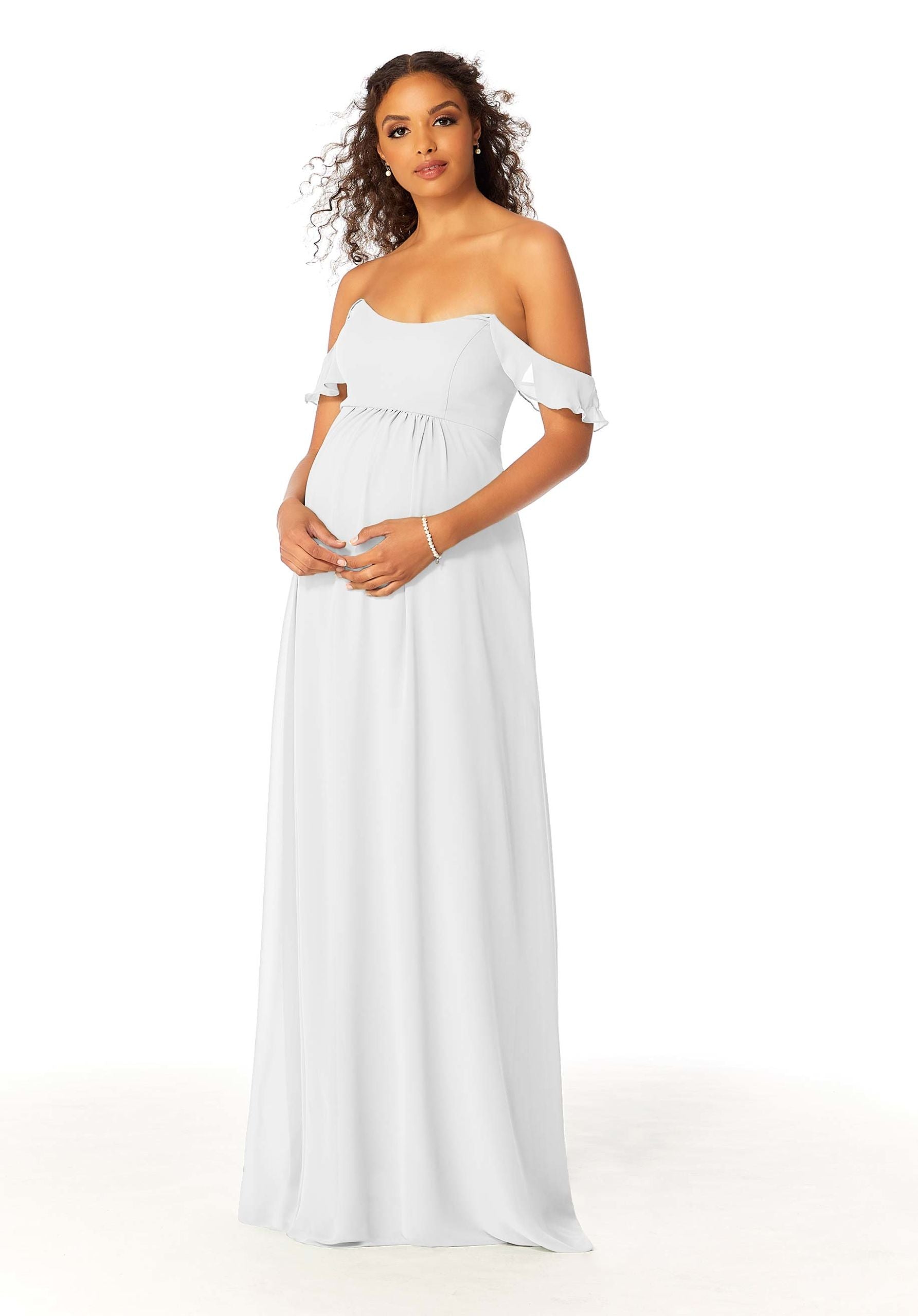 Wedding Dresses Long A Line Ruffle Bridal Gown MGNY Madeline Gardner New York 14111 White