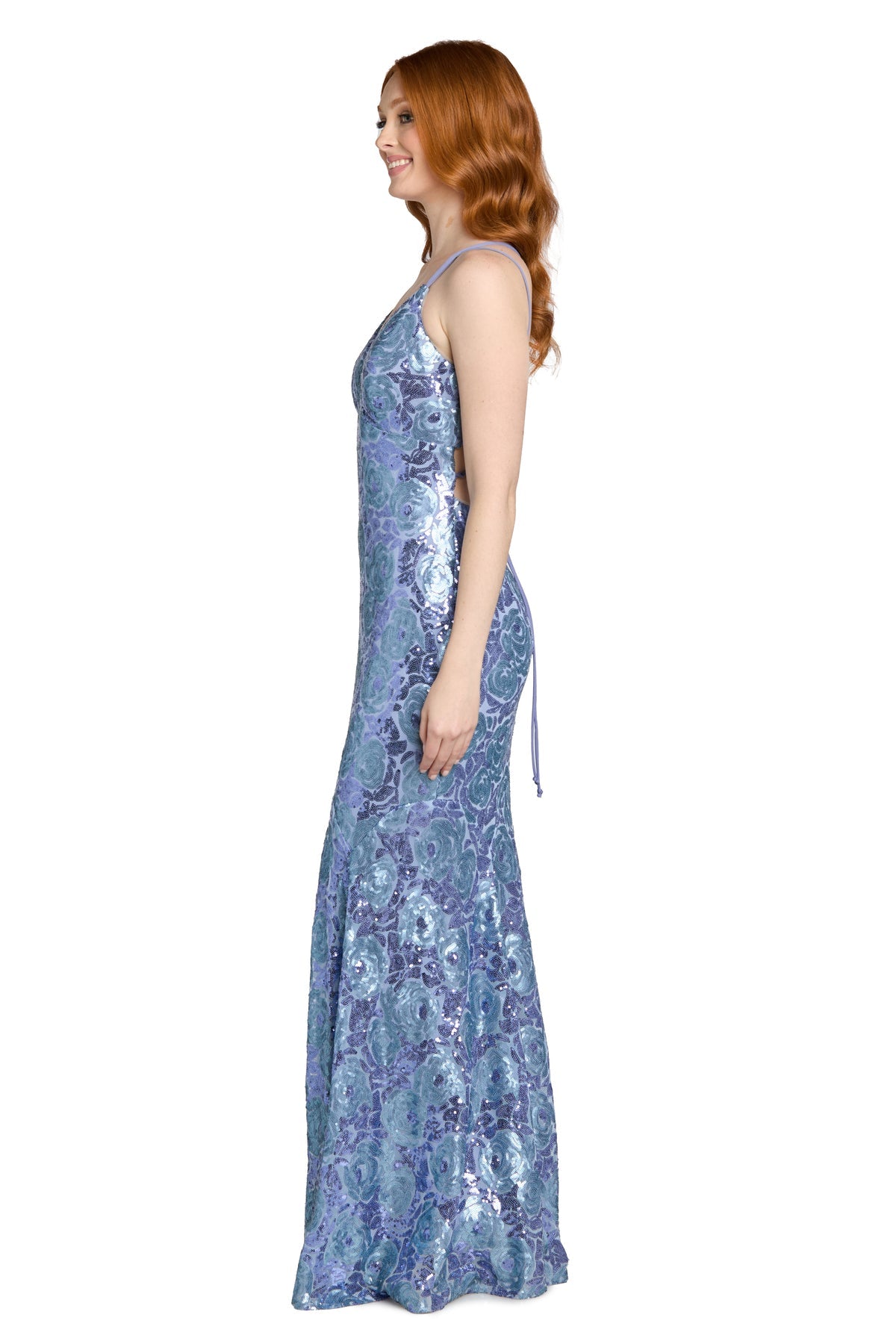 V-Neck Floor-Length Sequin Prom Mermaid/Trumpet Gown Morgan & Co 14112