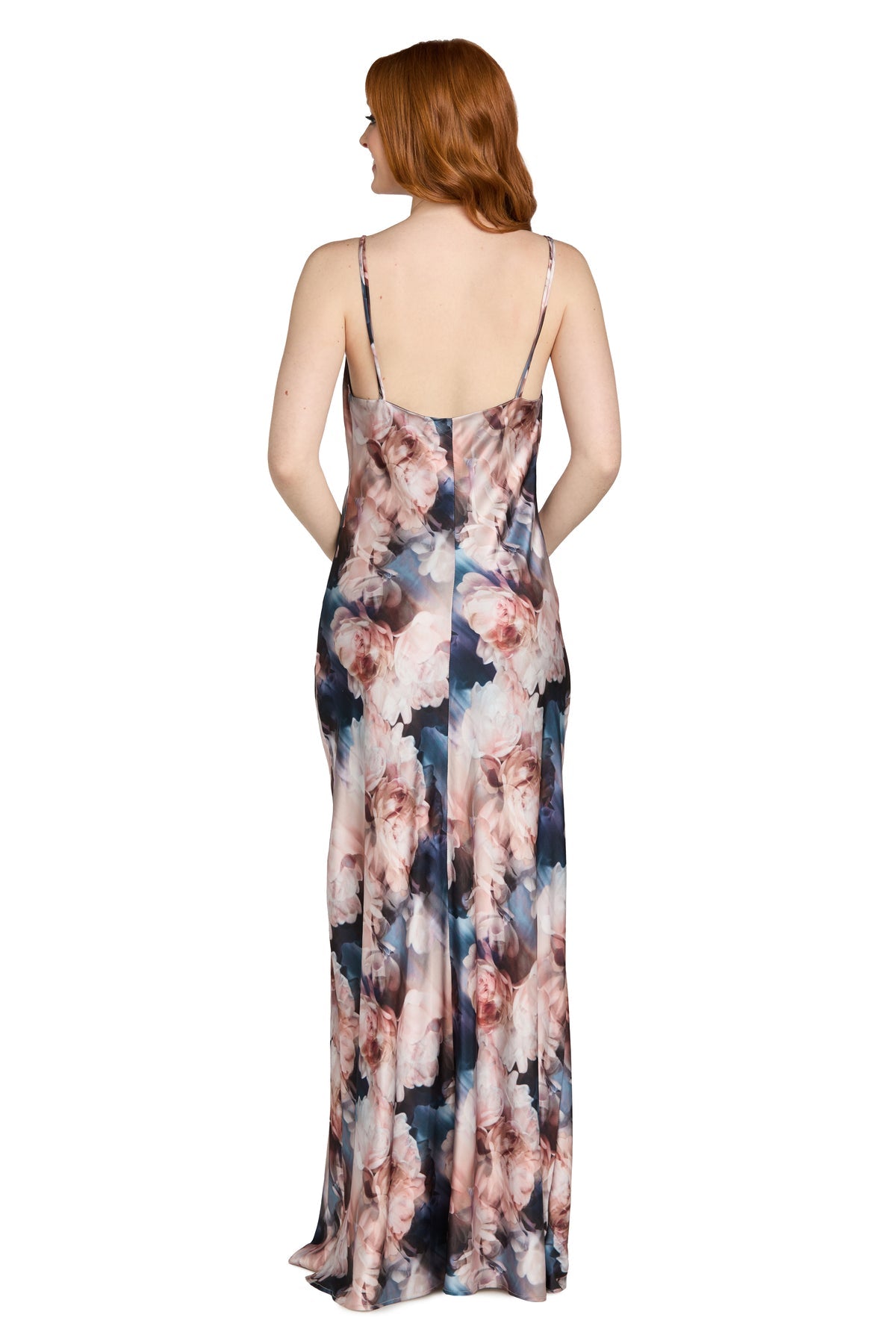 Prom Dresses Floral Print Formal Long Prom Dress Morgan & Co 14114 Blush/Blue