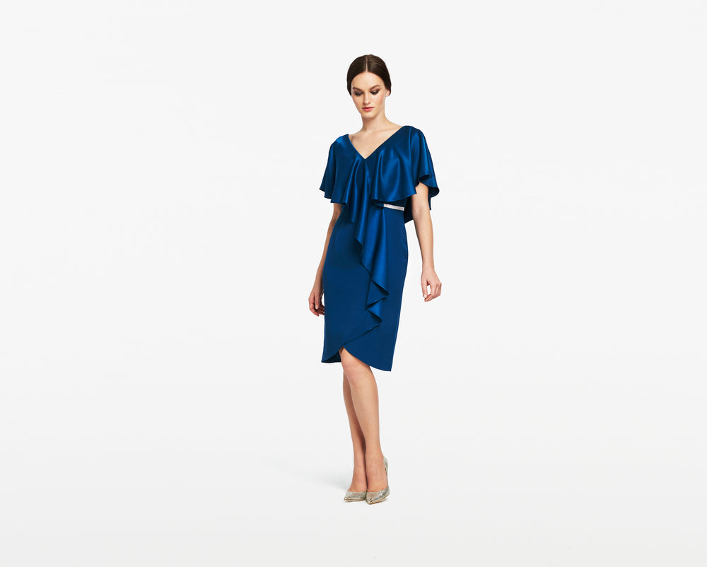 Alexander by Daymor 609 Short Ruffle Beaded Cocktail Dress